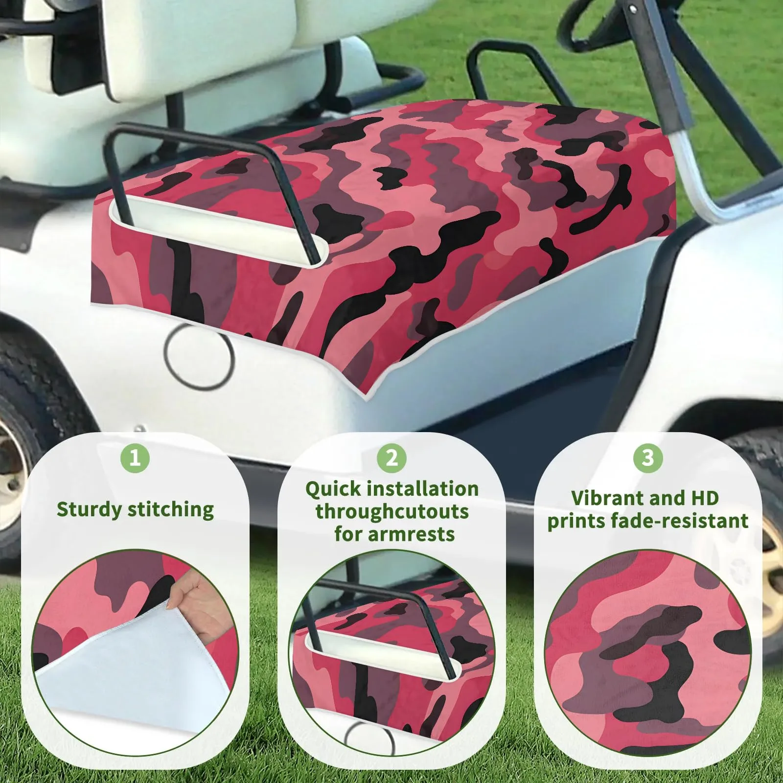 Tiveruda Golf Cart Seat Cover for Double Seats image 3