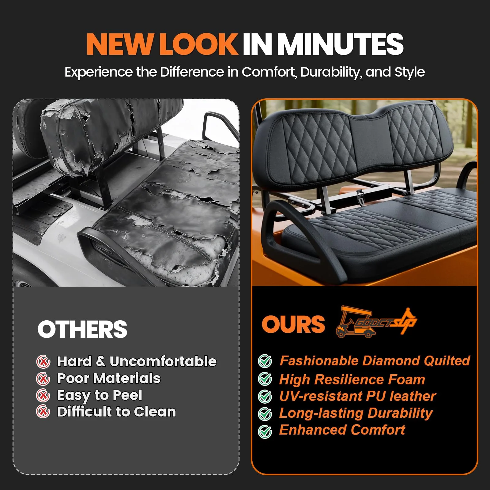 GODCTSUP Front Seat Cushions for Club Car DS image 4