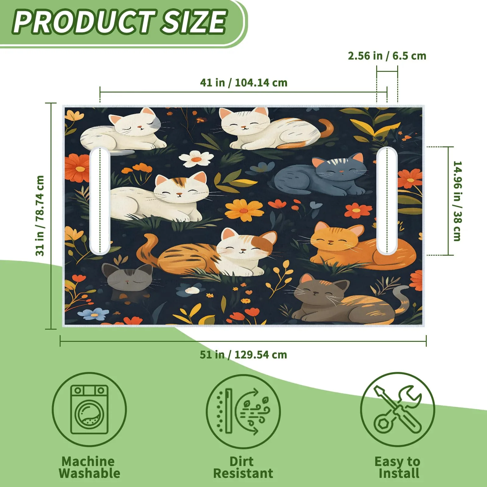 Tiveruda Kawaii Cat Flower Golf Cart Seat Cover image 2