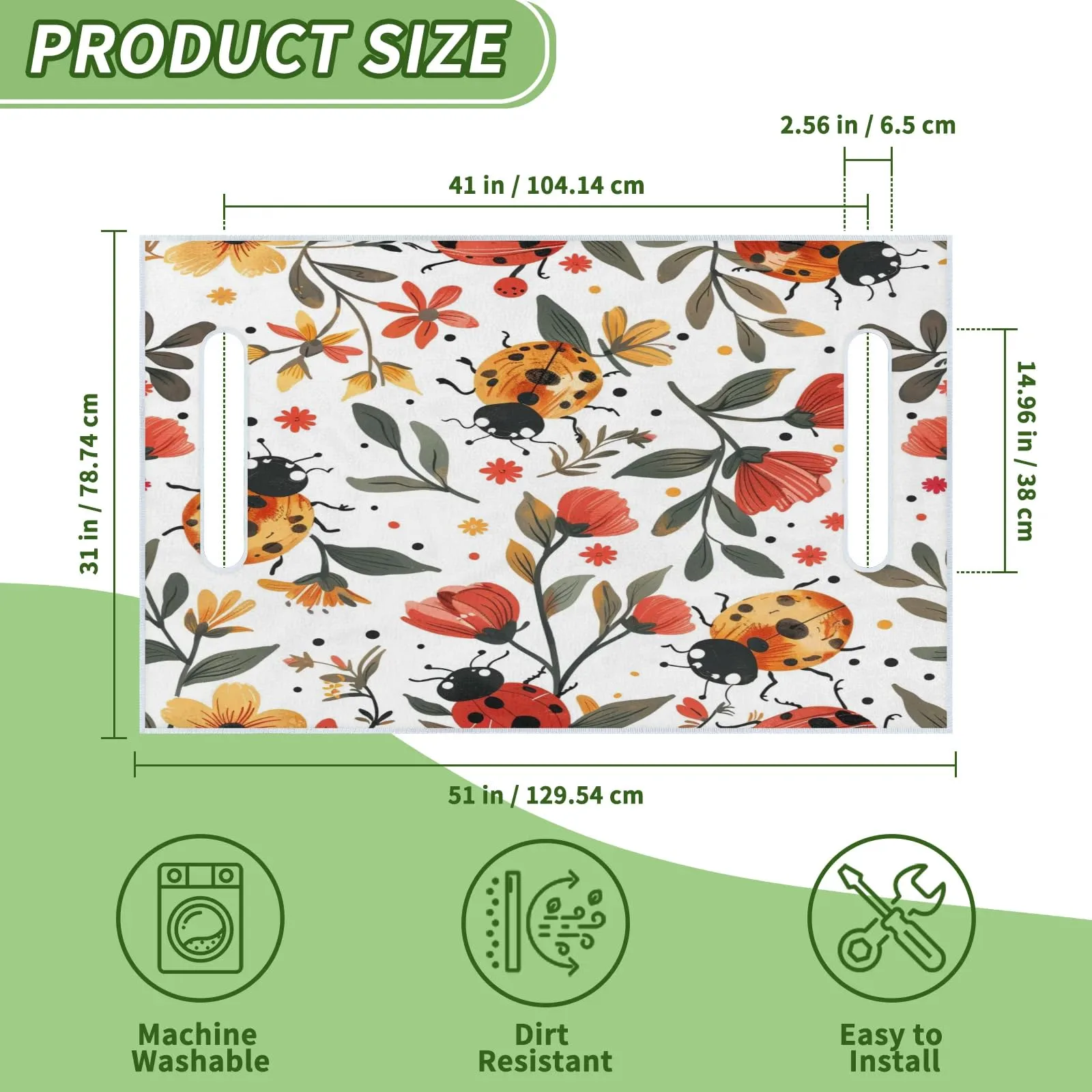 Tiveruda Ladybugs Flowers Golf Cart Seat Cover image 2