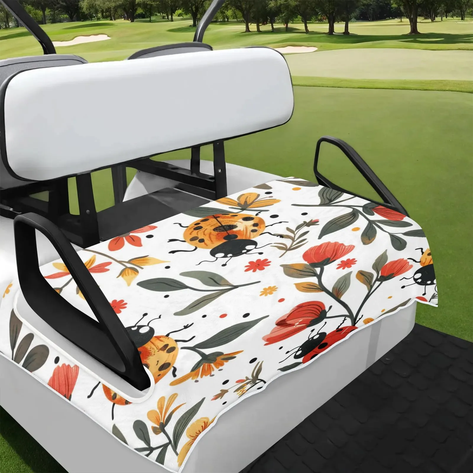 Tiveruda Ladybugs Flowers Golf Cart Seat Cover