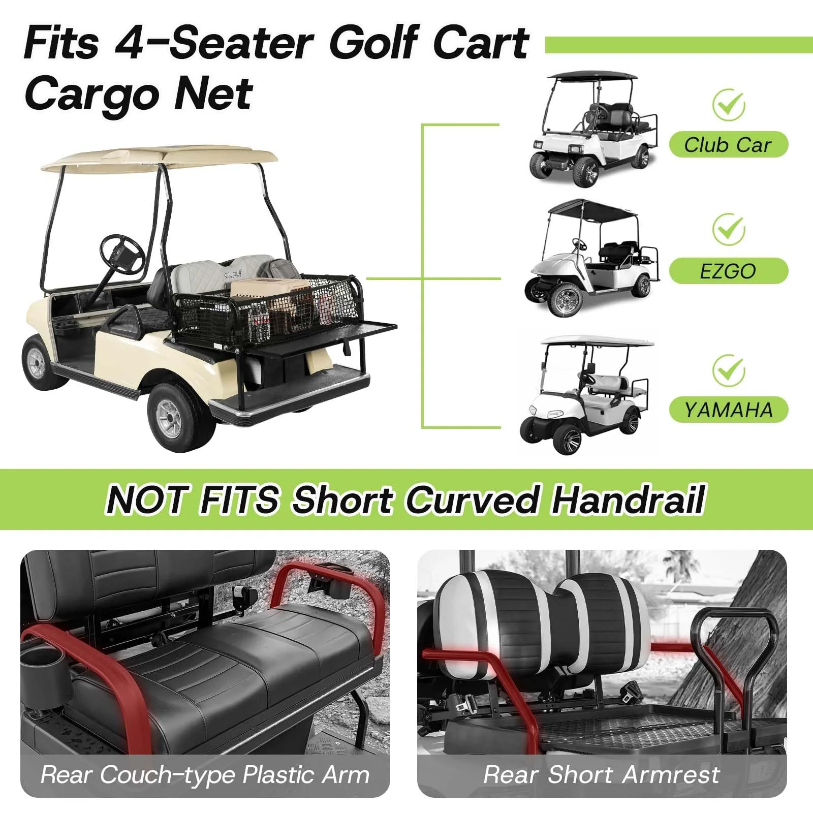 WEIMELL Rear Cargo Net for 4-Passenger Golf Carts — 41.3 x 22.8 in image 4