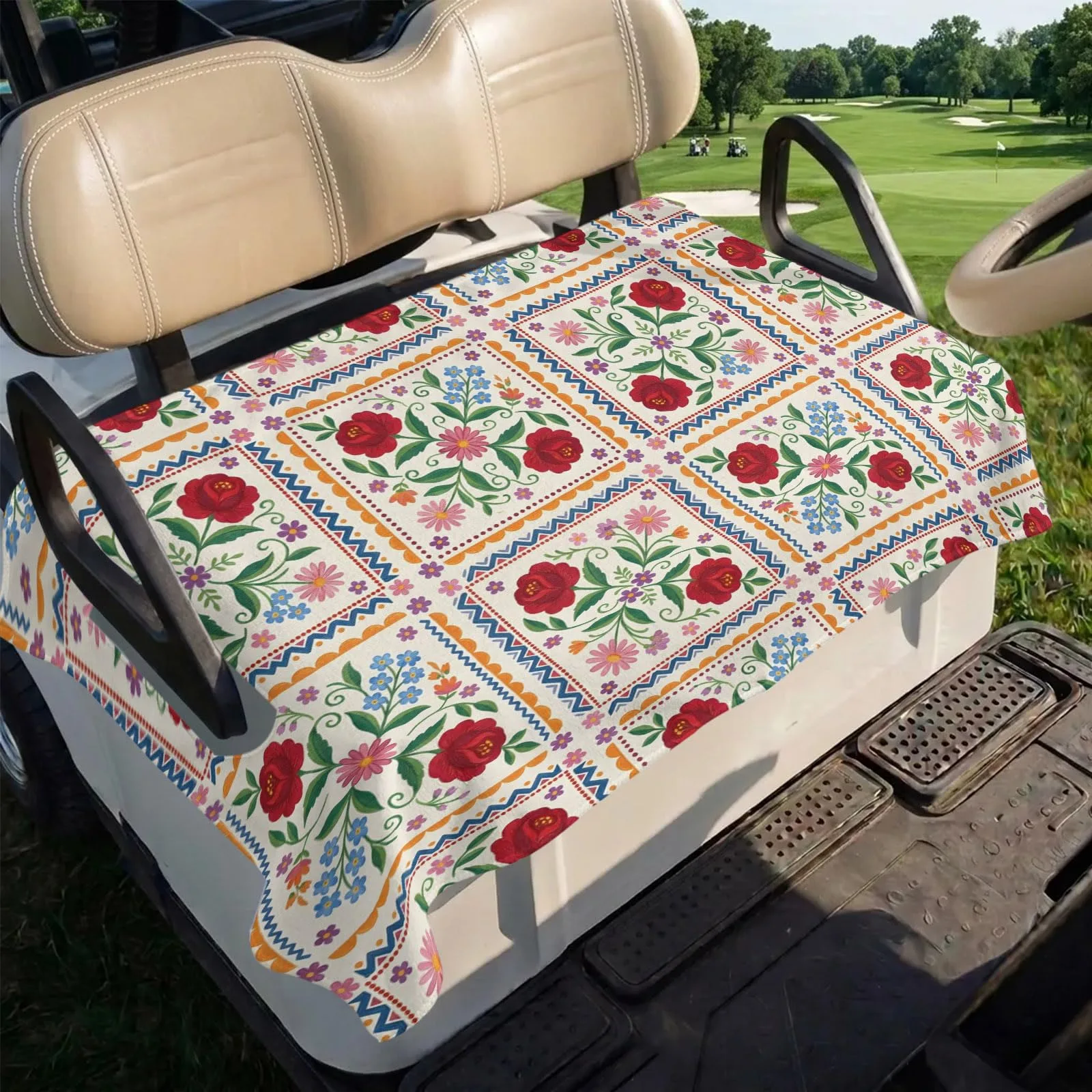 Trosturdspn Floral Golf Cart Seat Cover, 51 x 31 in image 4