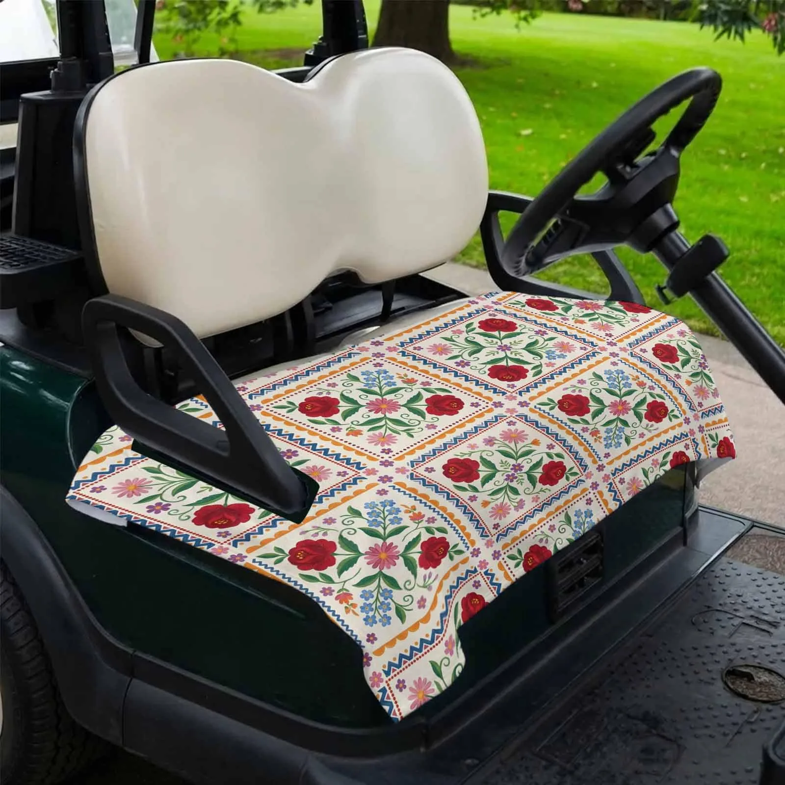 Trosturdspn Floral Golf Cart Seat Cover, 51 x 31 in
