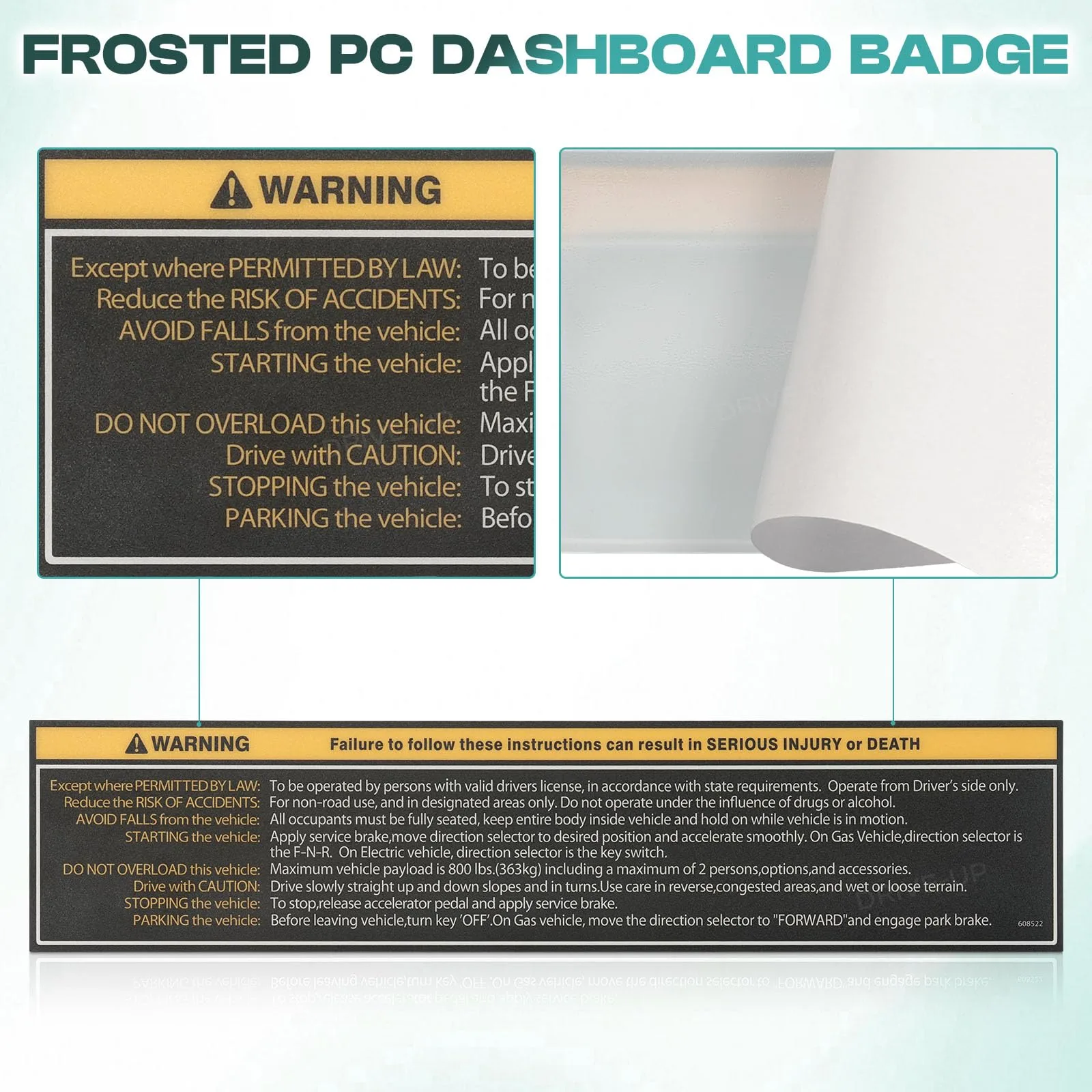 DRIVE UP EZGO RXV Instrument Panel Sticker DU00342 image 4