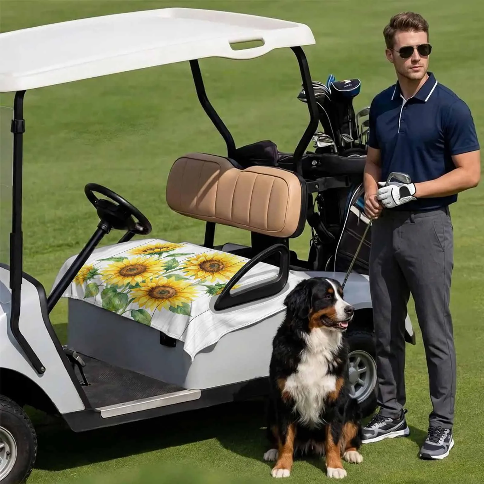 DecorLovee Golf Cart Seat Cover, 51 x 31 Inch Yellow image 3