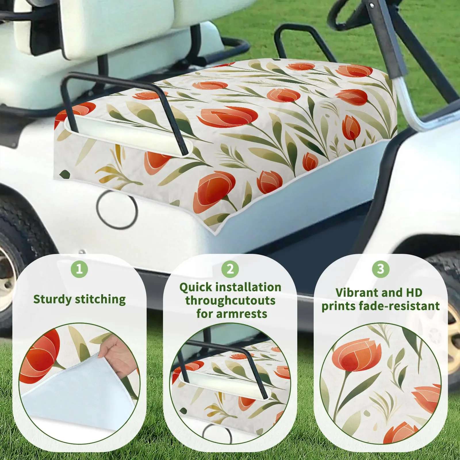 Tiveruda Golf Cart Seat Cover for Double Seats image 3