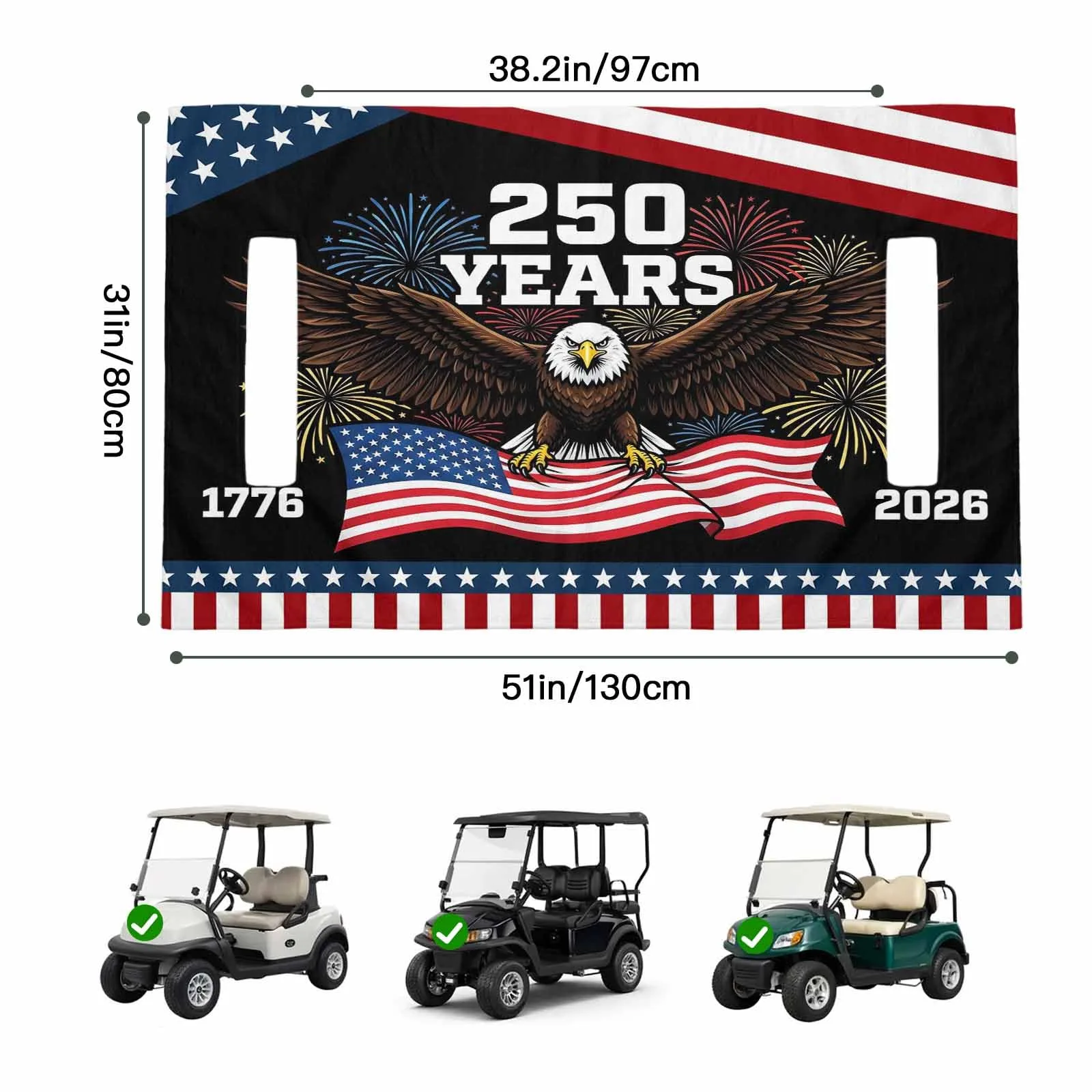 Trosturdspn Eagle 4th of July Golf Cart Seat Cover image 2