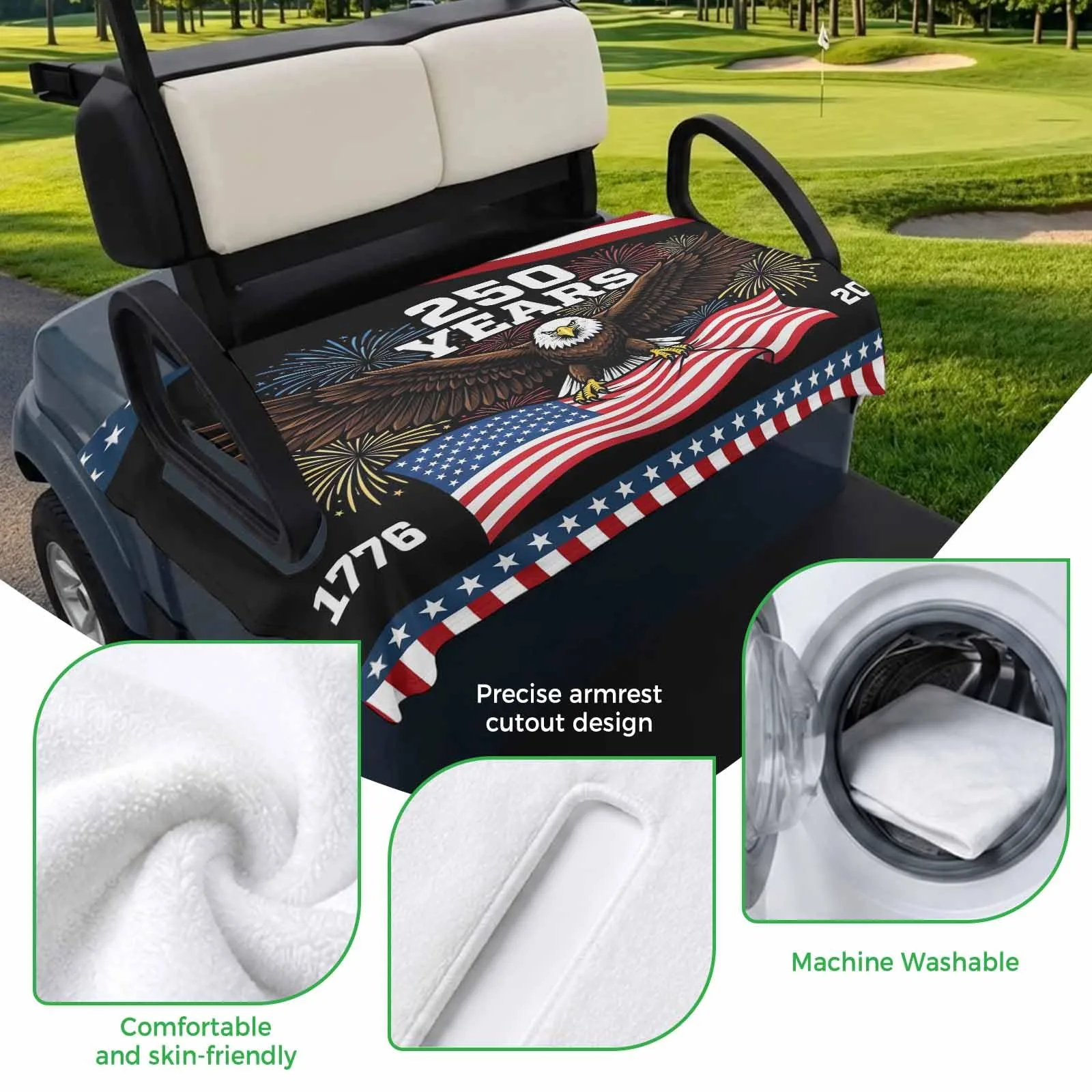 Trosturdspn Eagle 4th of July Golf Cart Seat Cover image 3