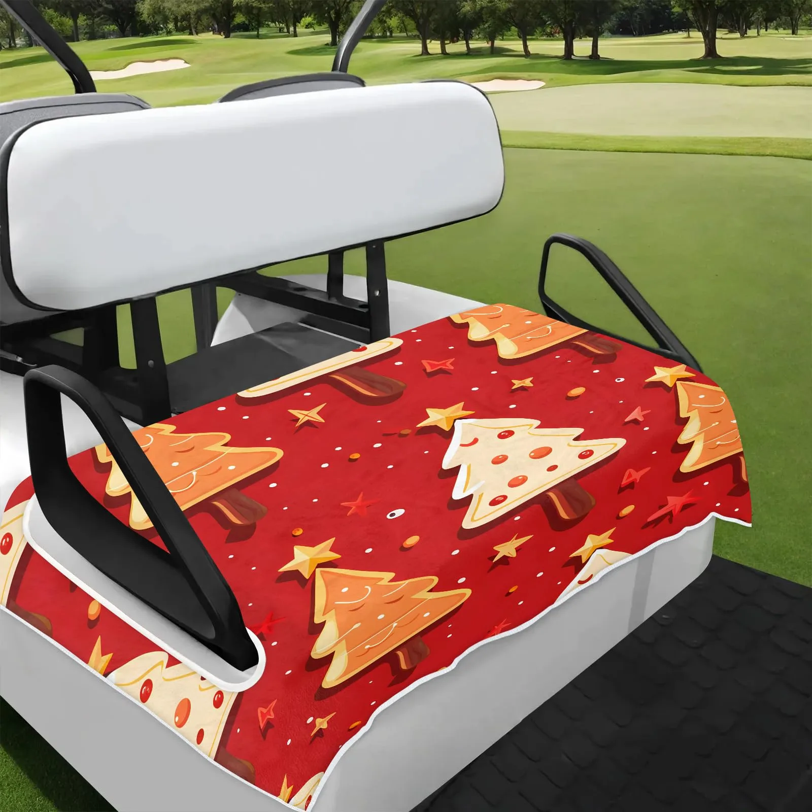 Tiveruda Red Christmas Tree Golf Cart Seat Cover