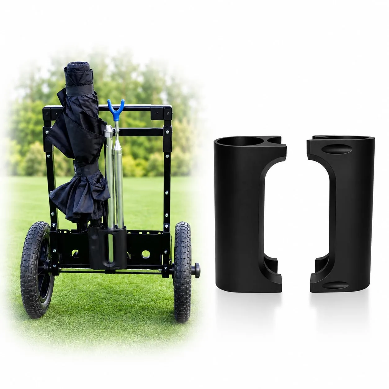Generic Dual Umbrella & Retriever Holder for ZUCA Disc Golf Carts THZJ0831