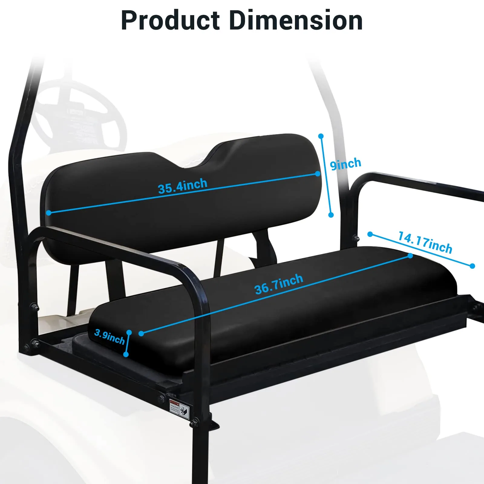 iLSKW Golf Cart Rear Flip-Seat Cushion Set, Black image 2