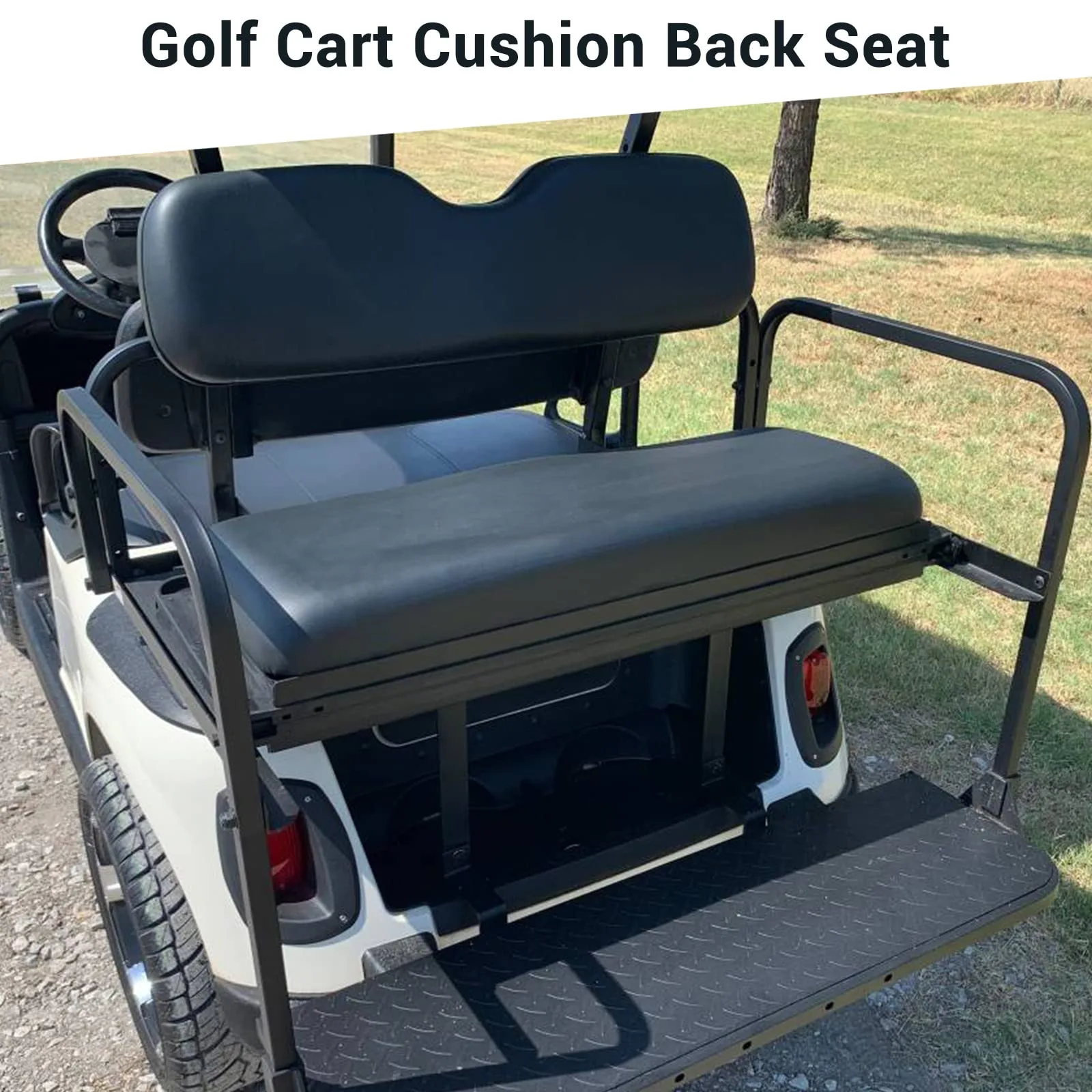 iLSKW Golf Cart Rear Flip-Seat Cushion Set, Black image 4