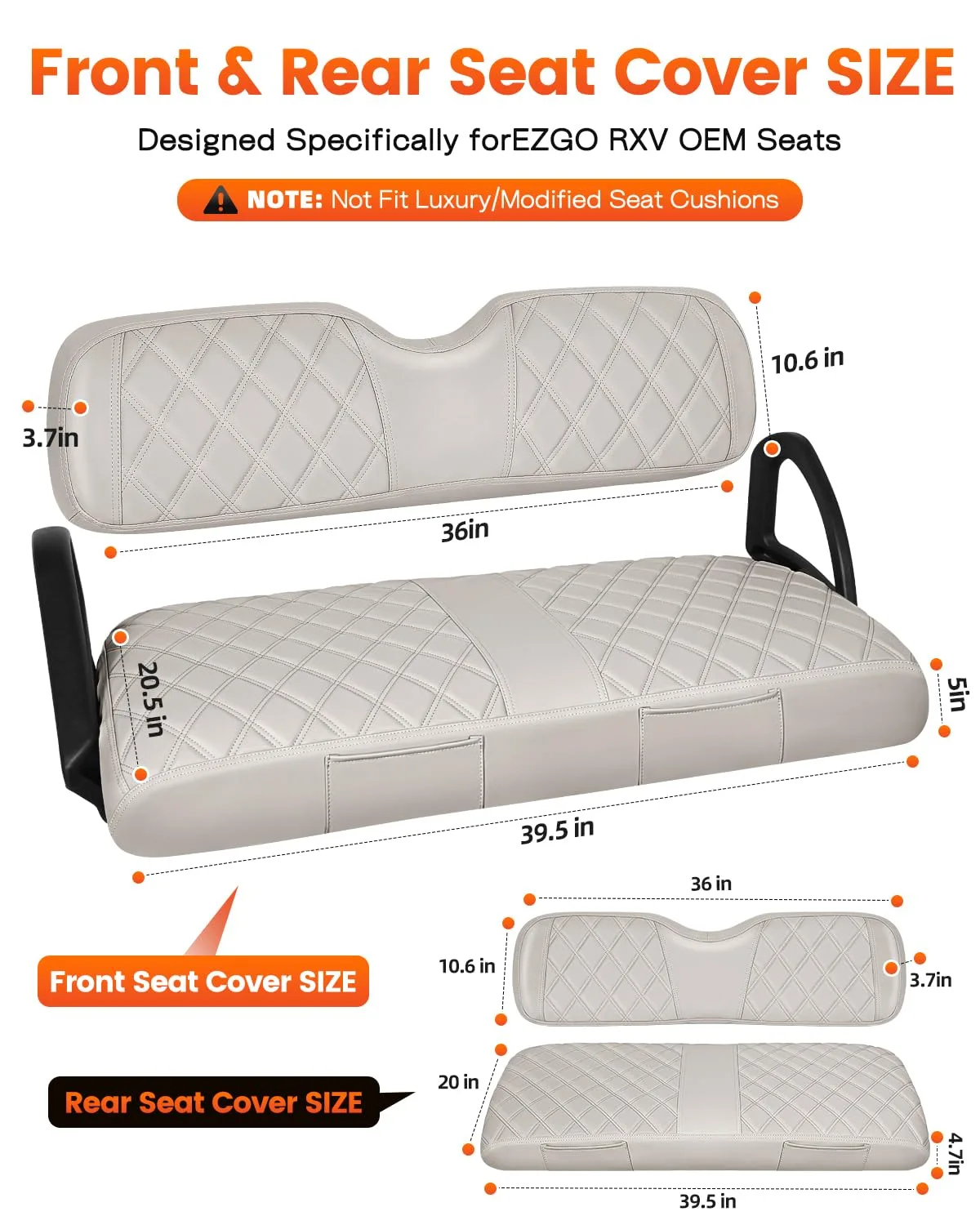 SANXIACAR E-Z-G-O RXV Front & Rear Seat Covers Beige image 2