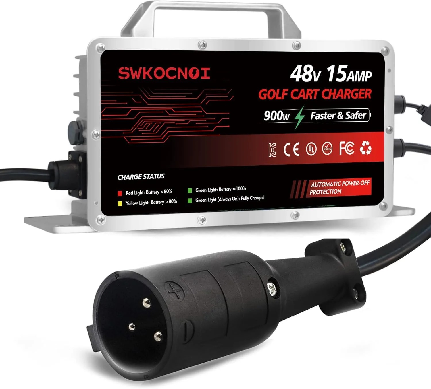 SWKOCNOI 48V 15A Charger for Club Car DS and Precedent