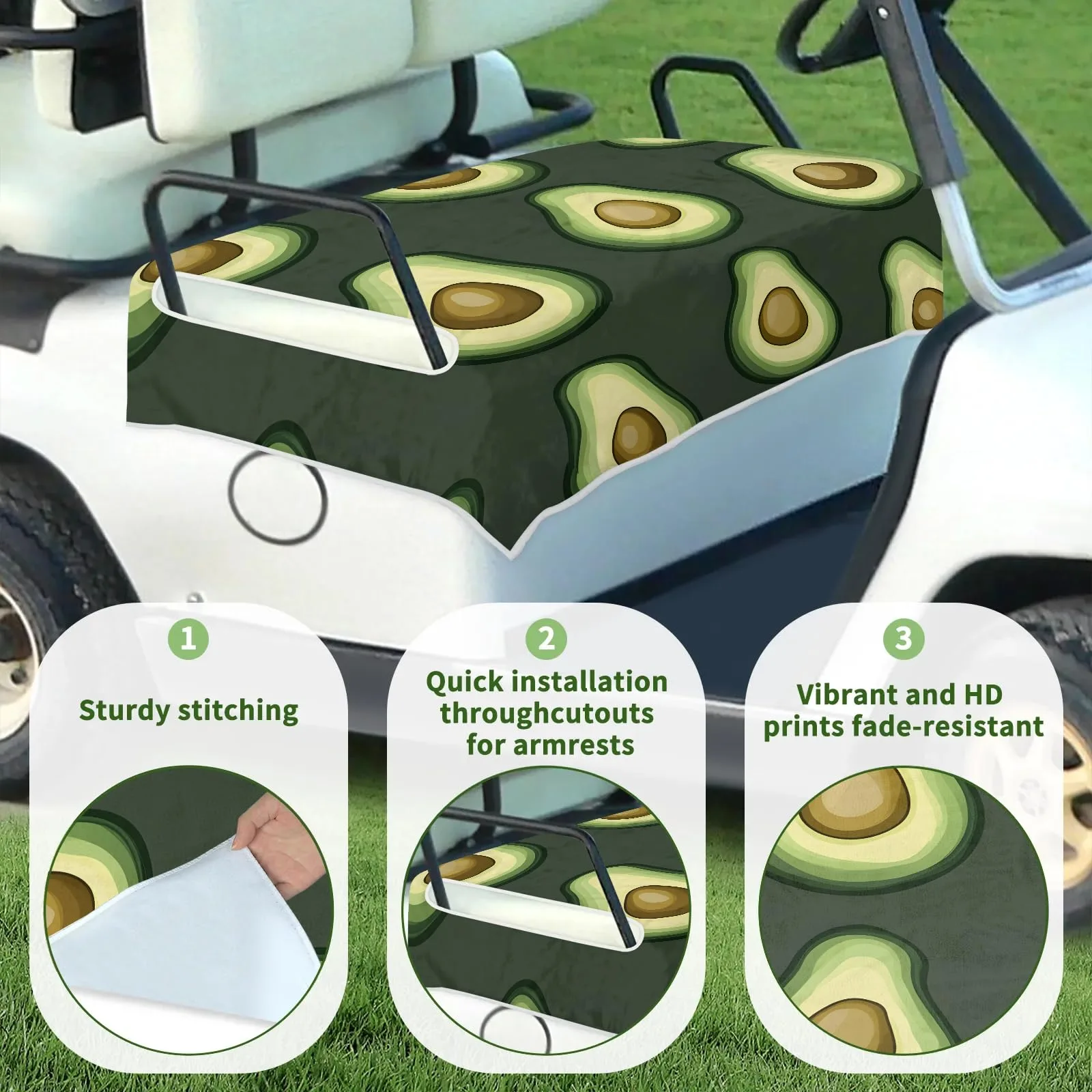 Tiveruda Avocado Golf Cart Seat Cover for Double Seats image 3