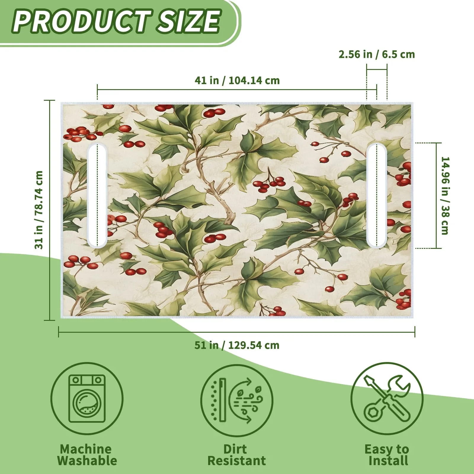 Tiveruda 51" x 31" Vintage Berries Universal 2-Person Golf Cart Seat Cover image 2