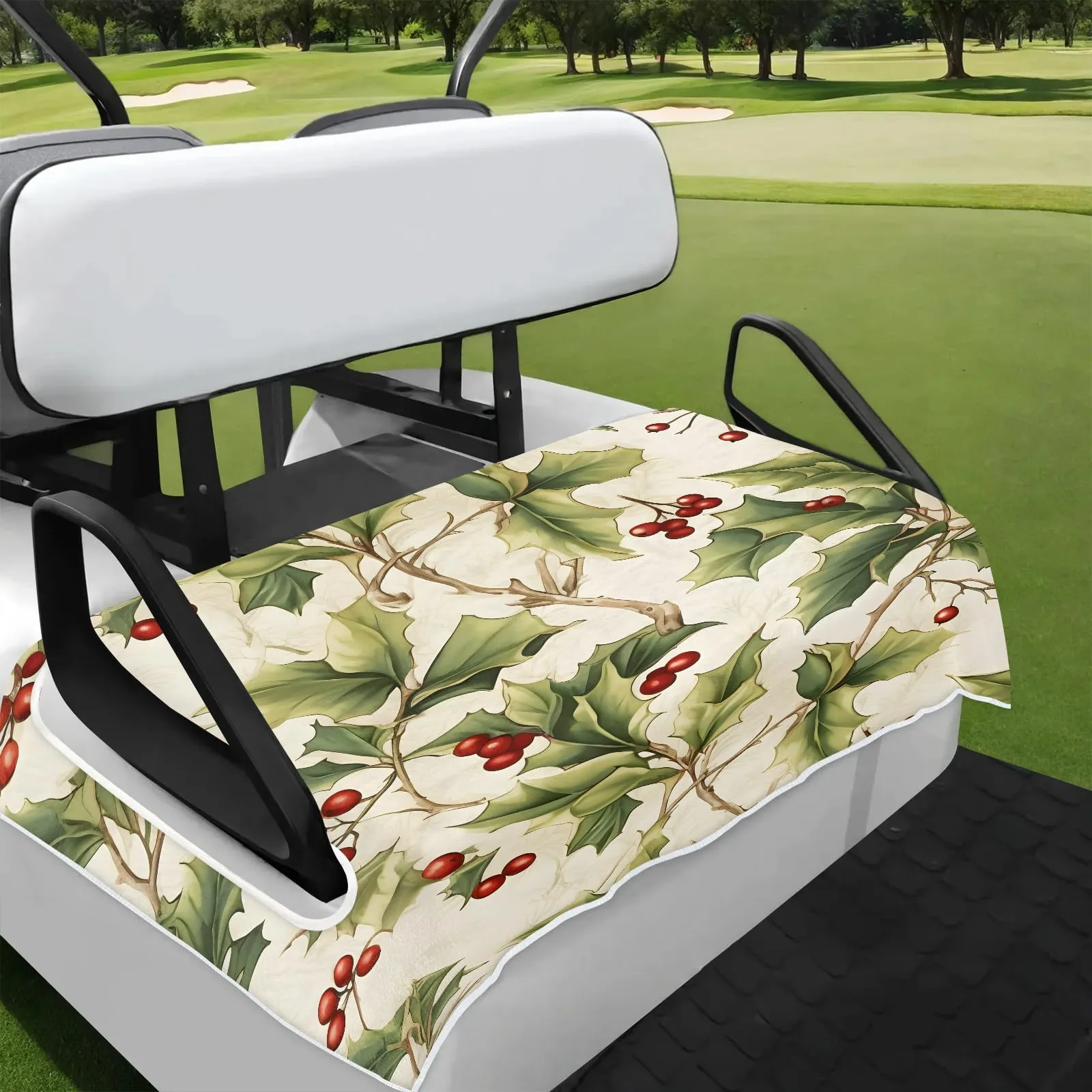 Tiveruda 51" x 31" Vintage Berries Universal 2-Person Golf Cart Seat Cover
