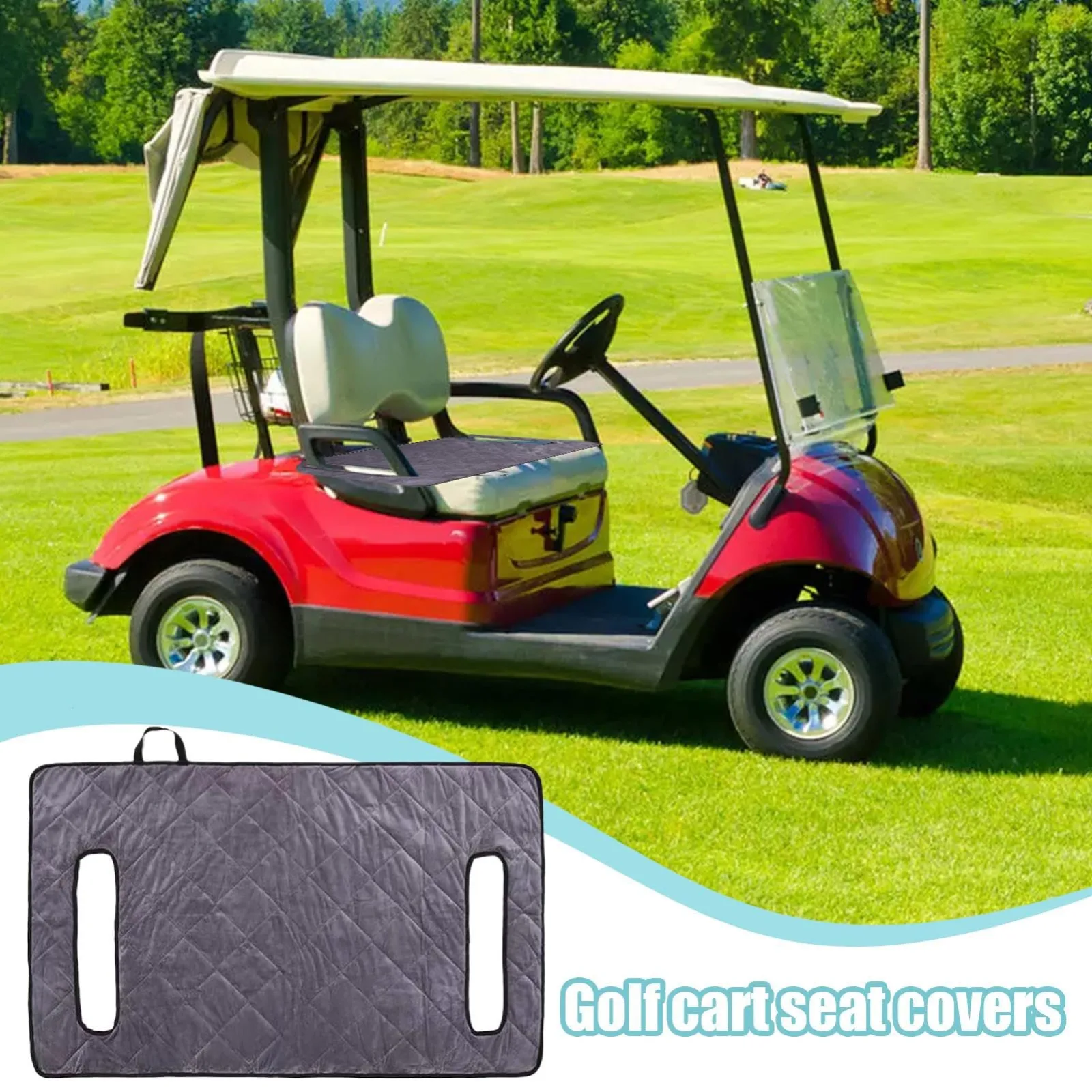 Gray Golf Cart Seat Cover for Double Seats with Armrests image 2