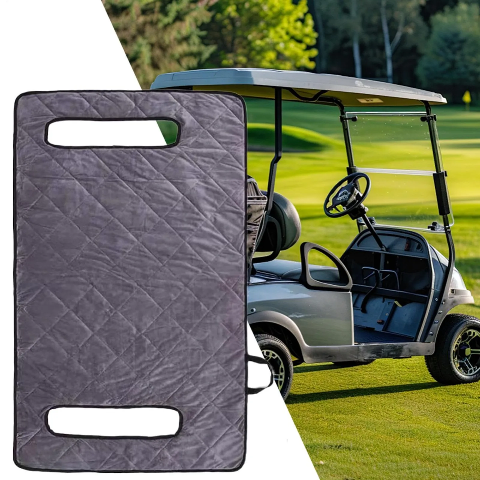 Gray Golf Cart Seat Cover for Double Seats with Armrests image 3