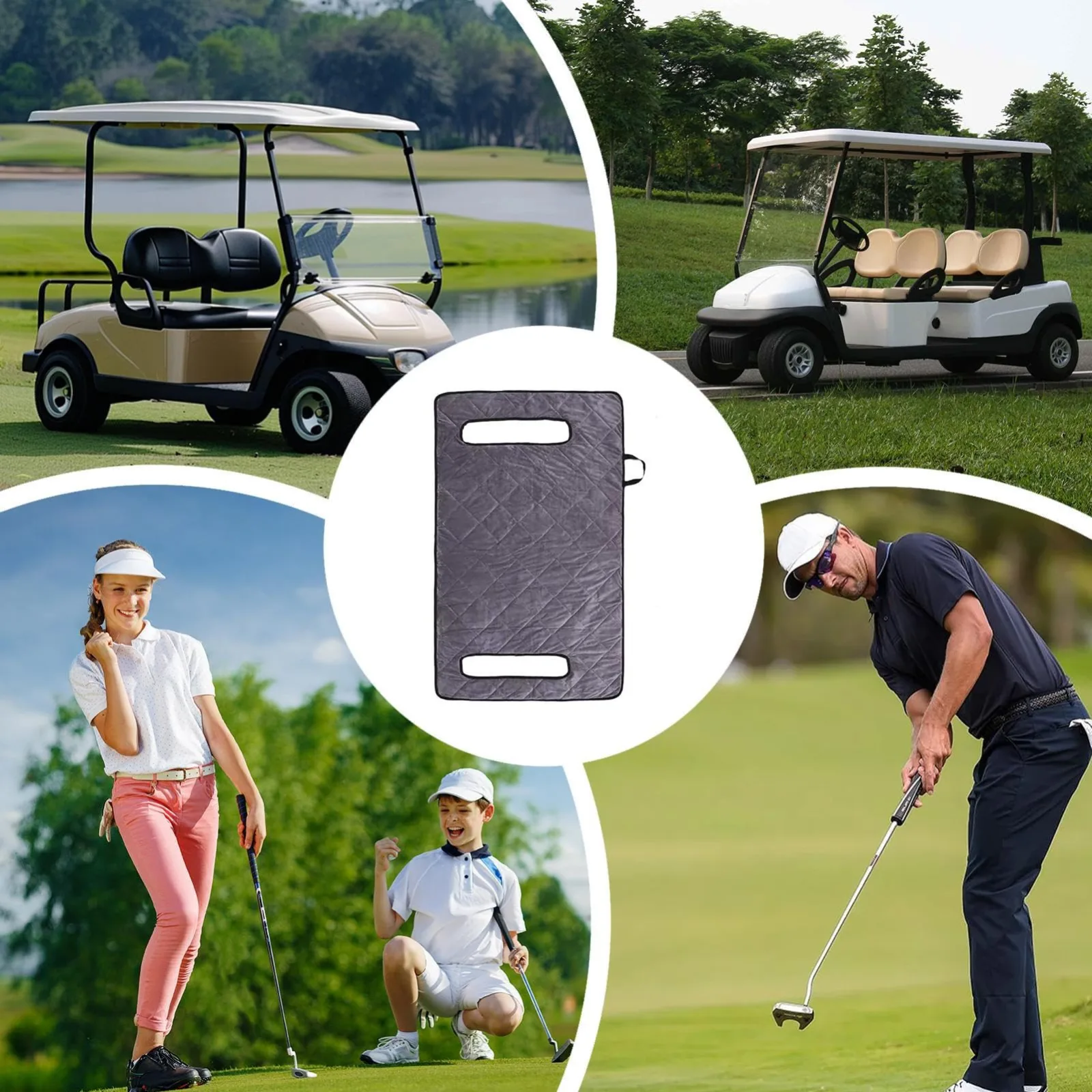 Gray Golf Cart Seat Cover for Double Seats with Armrests image 4