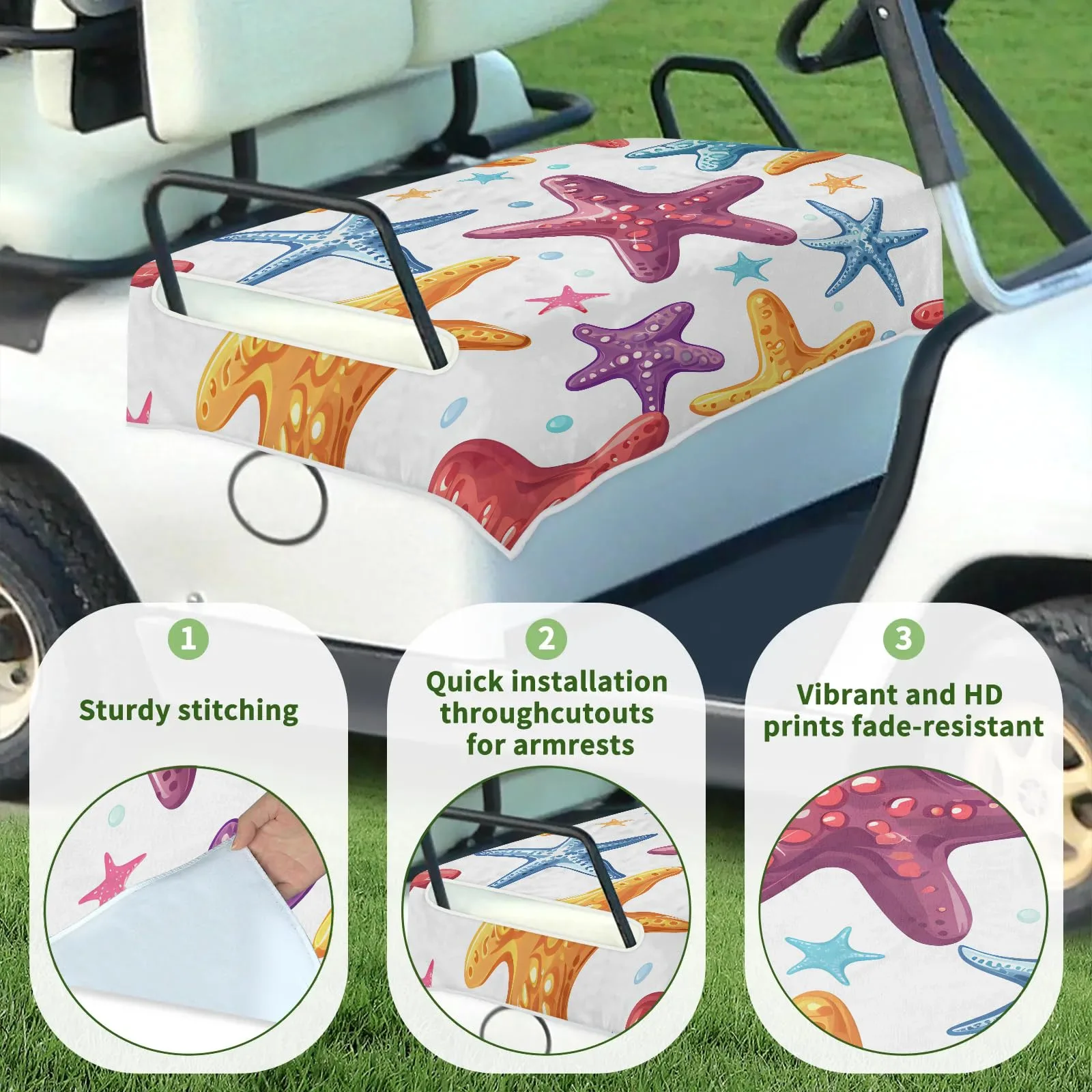 Tiveruda Sea Starfish Golf Cart Seat Cover, 51 x 31 in image 3