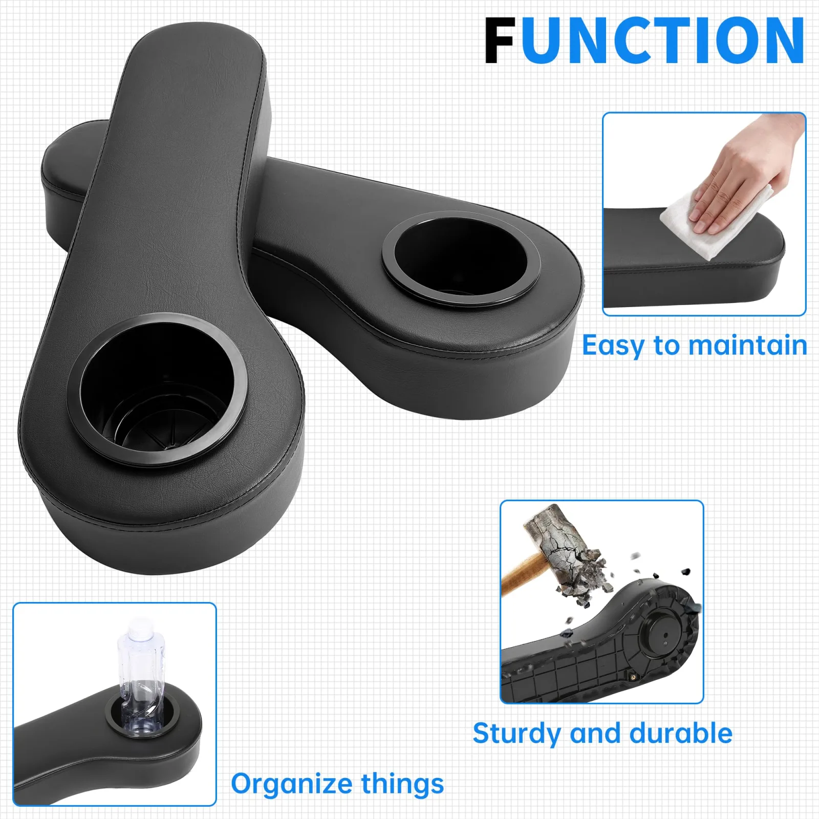HECASA MO-071 Golf Cart Rear Seat Armrests with Cup Holders image 3
