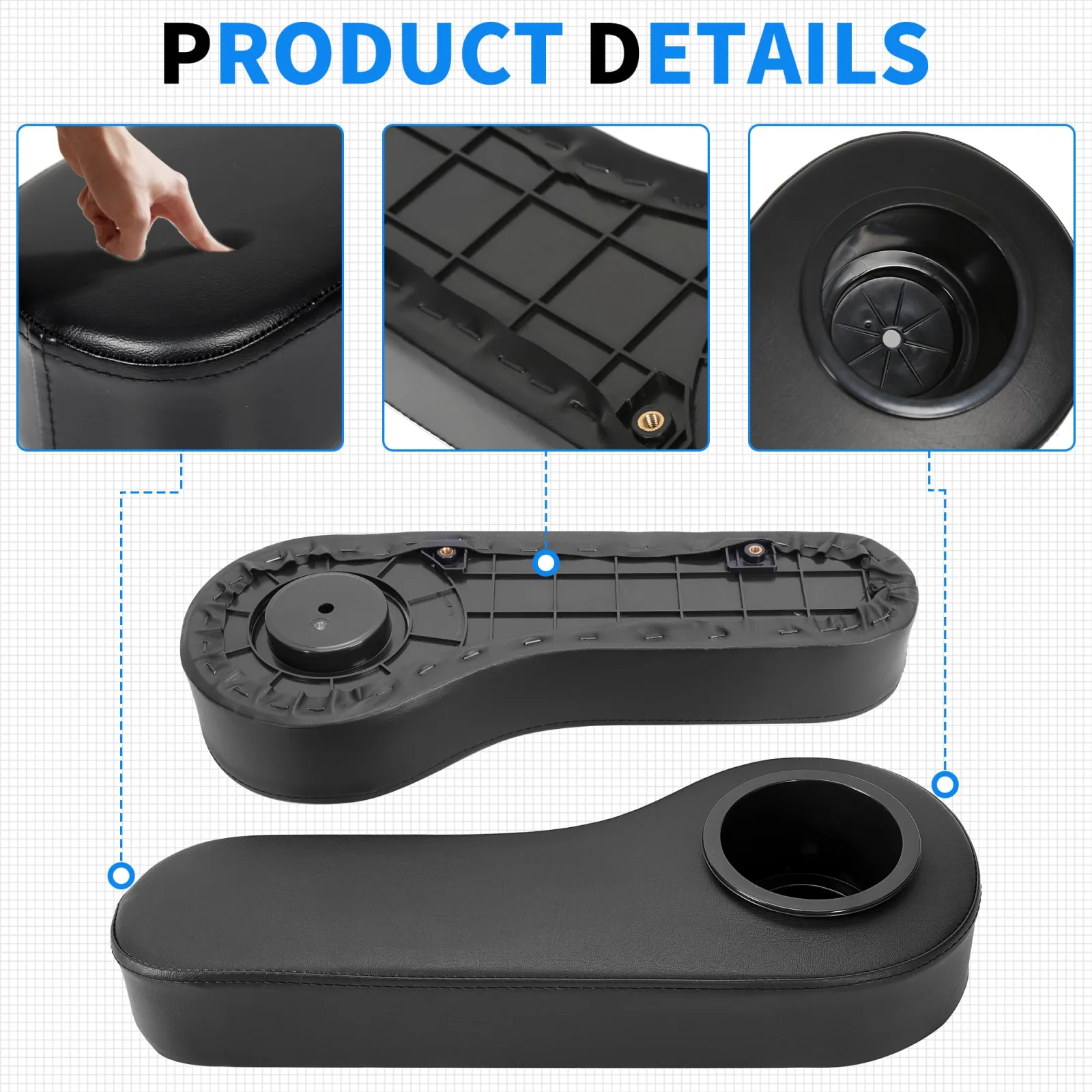 HECASA MO-071 Golf Cart Rear Seat Armrests with Cup Holders image 4