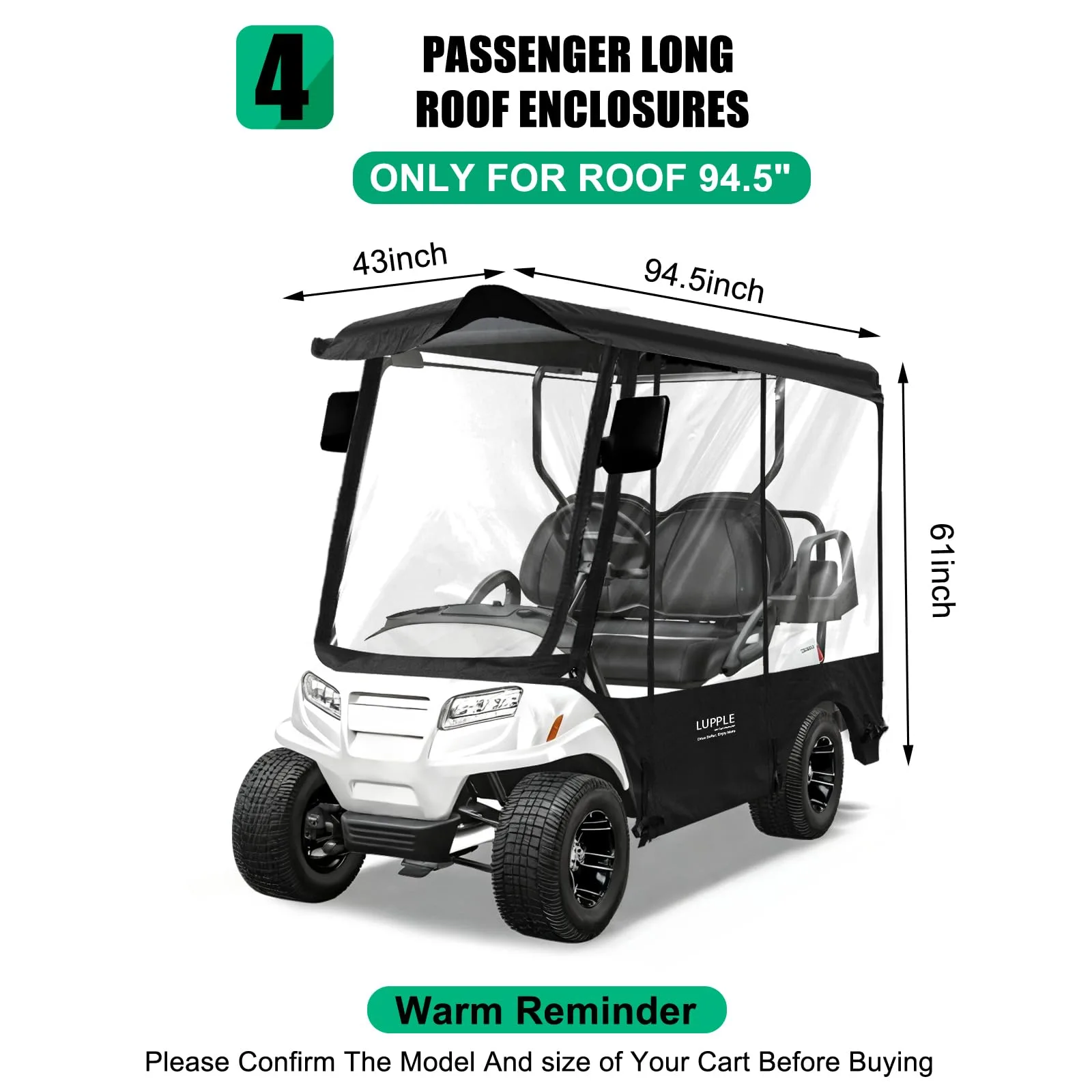 LUPPLE 4-Passenger Golf Cart Enclosure YQ4+240-2025 image 2