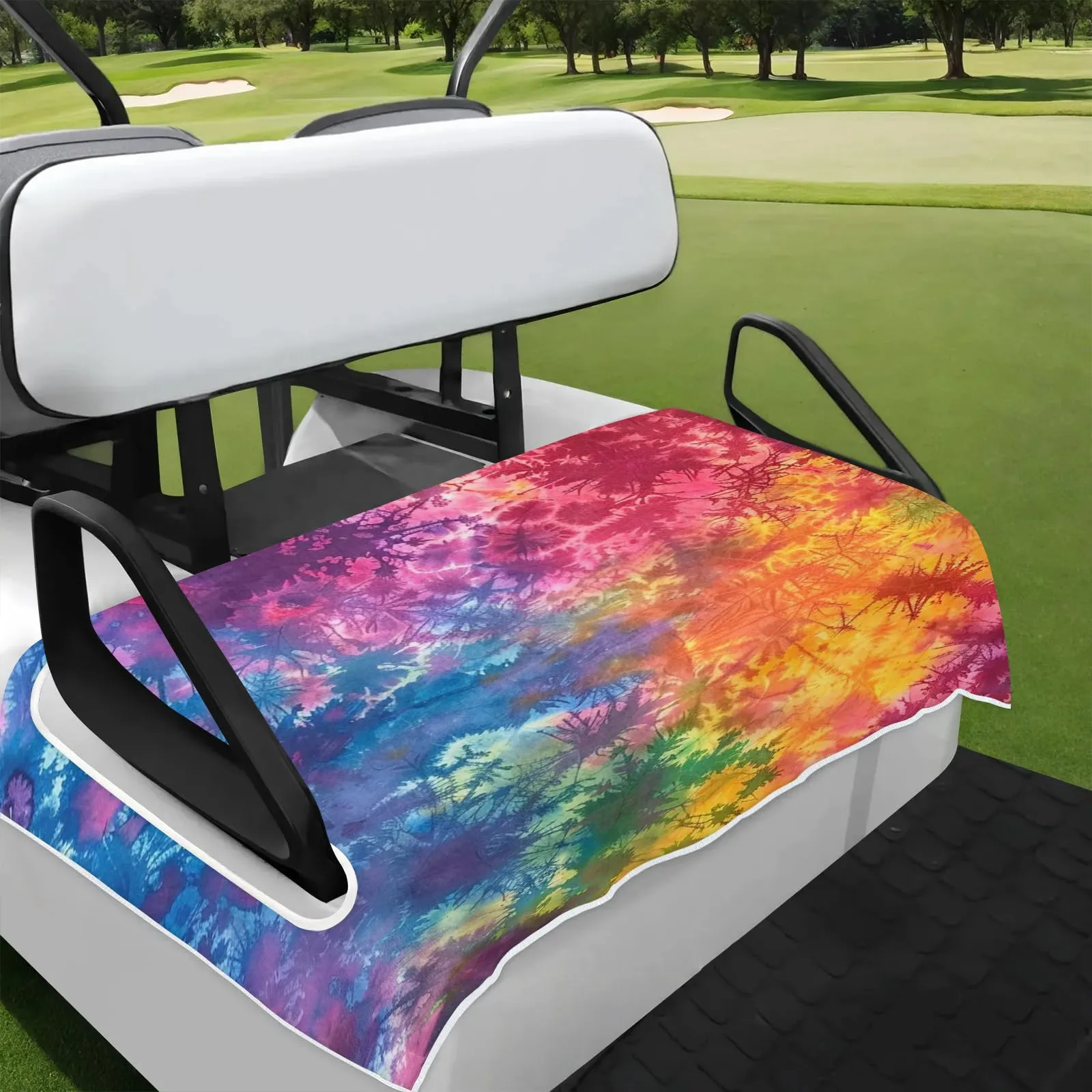 Tiveruda Rainbow Tie-Dye Golf Cart Seat Cover