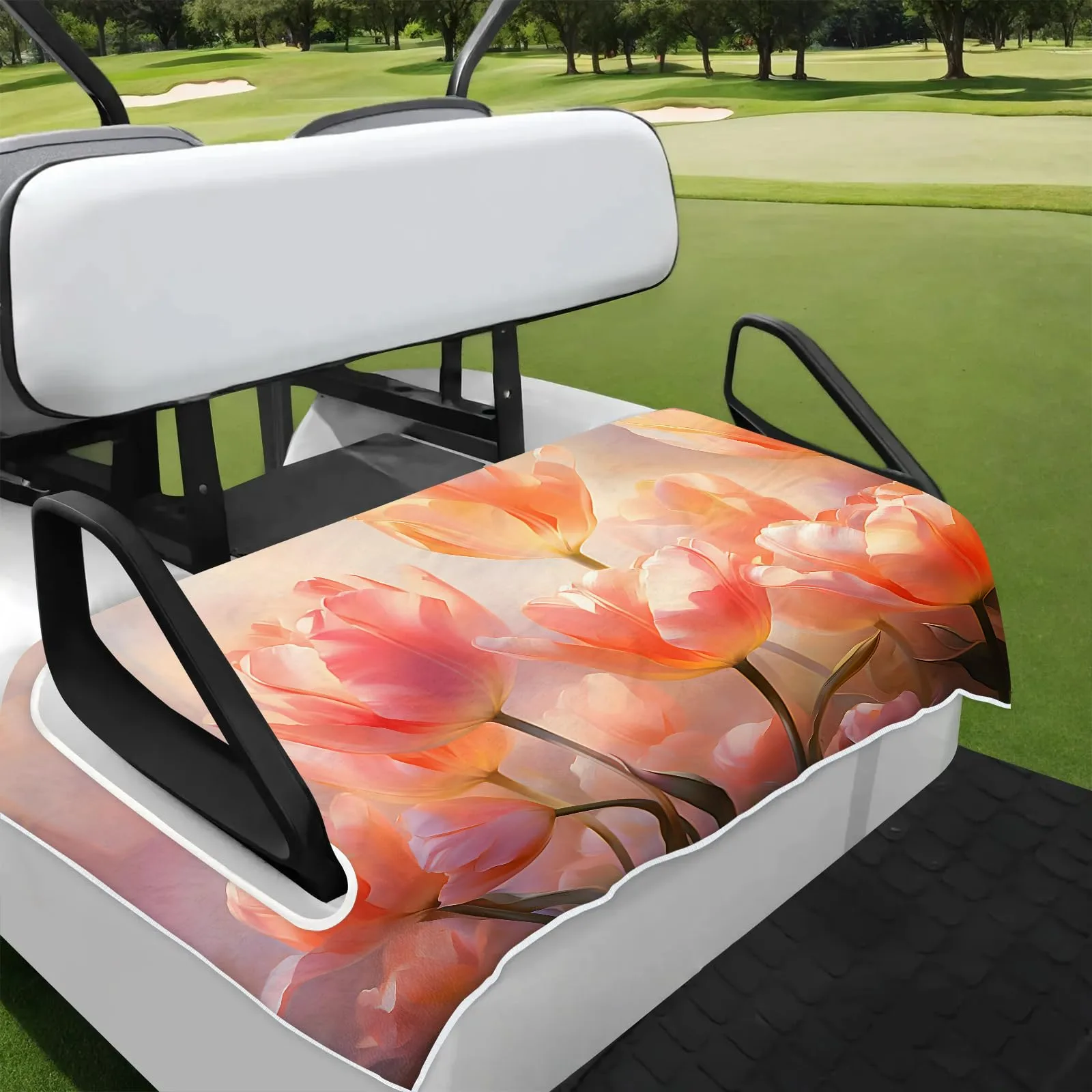 Tiveruda Tulip Flower Golf Cart Seat Cover, 51 x 31 in