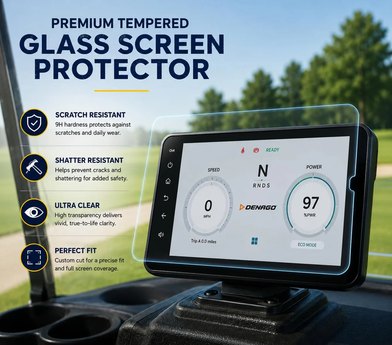 Denago Nomad & Rover Golf Cart Screen Protector Kit image 2