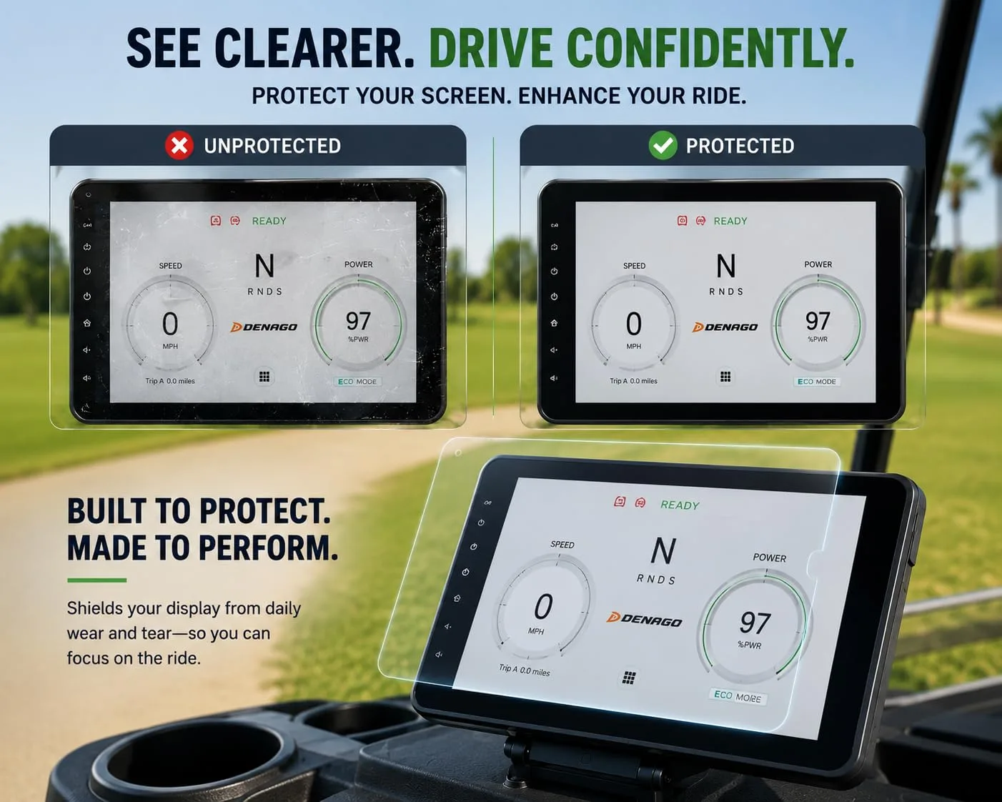 Denago Nomad & Rover Golf Cart Screen Protector Kit image 3