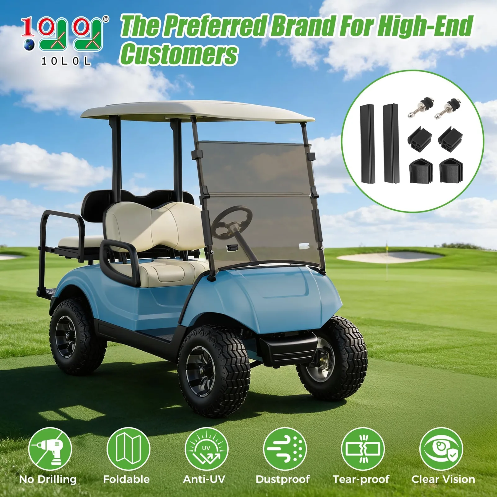 10L0L Foldable Windshield for Yamaha Drive 2, 2017+ image 2