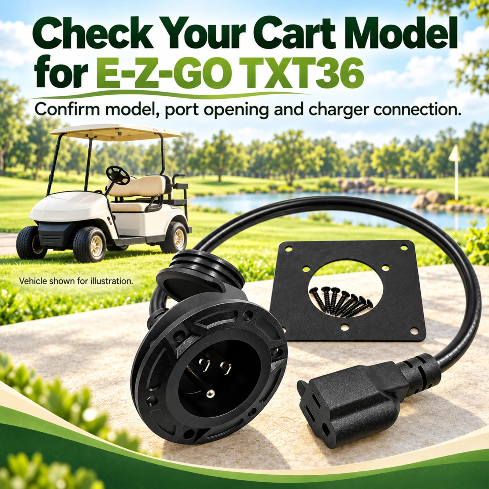 CHXWJZH 120V Charger Port Adapter for E-Z-GO TXT36 image 2