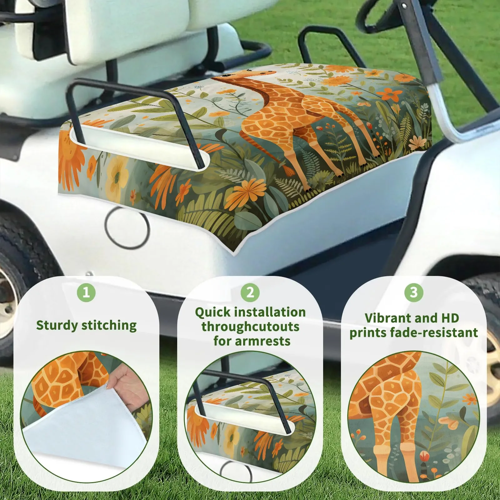 Tiveruda Golf Cart Seat Cover for Double Seats, 51 x 31 in image 3