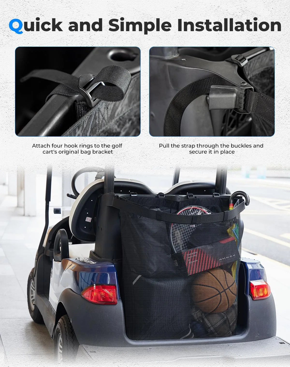 KEMIMOTO Mesh Golf Cart Shopping Storage Bag image 2