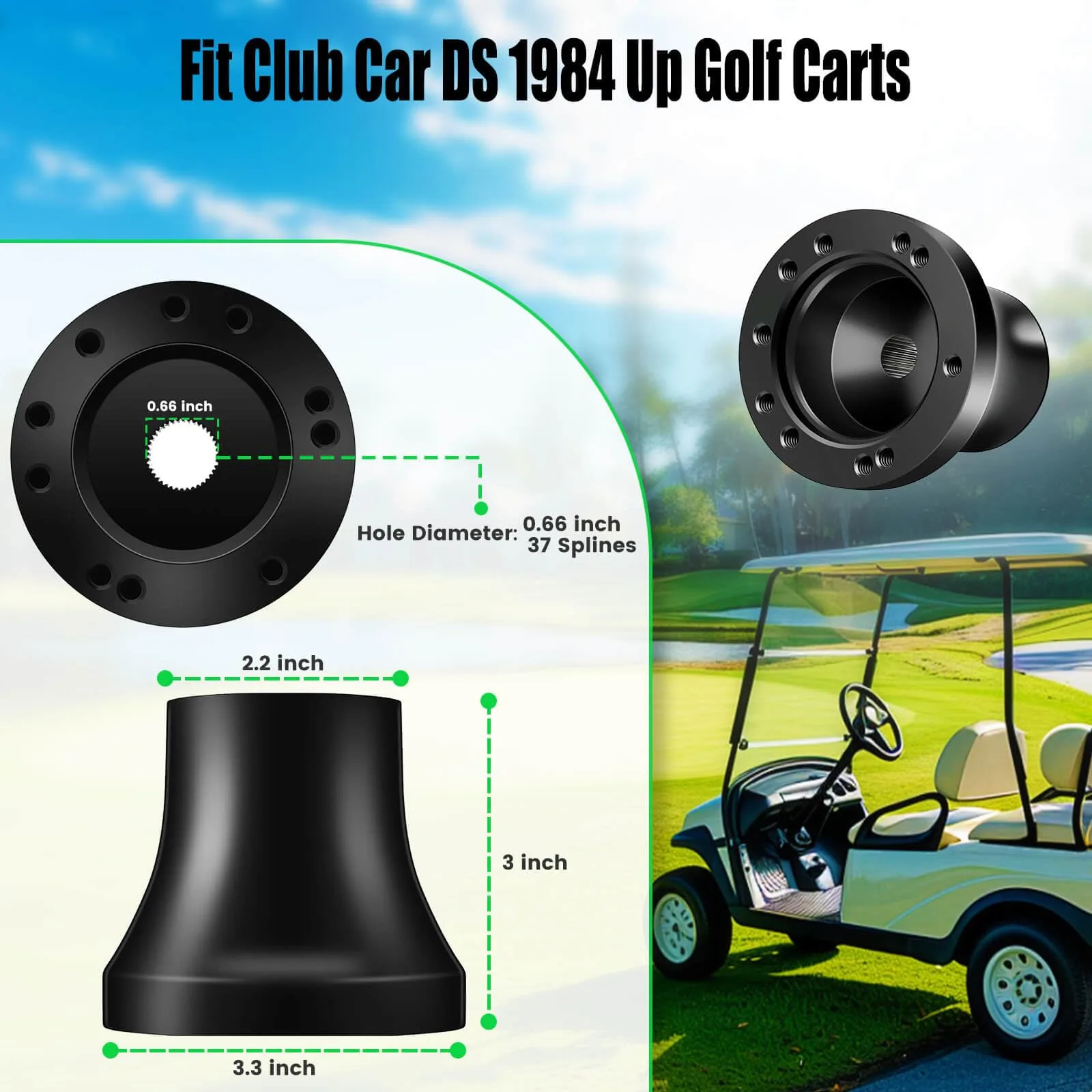LEAPGOMAX Steering Wheel Adapter for Club Car DS 1984+ image 2