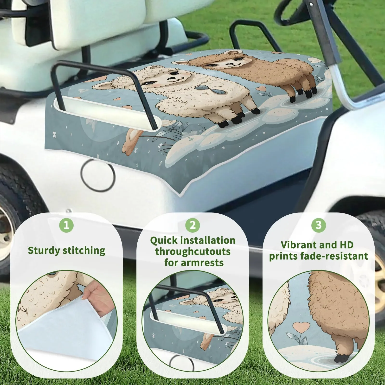 Tiveruda Golf Cart Seat Cover for Double Seats, 51 x 31 in image 3
