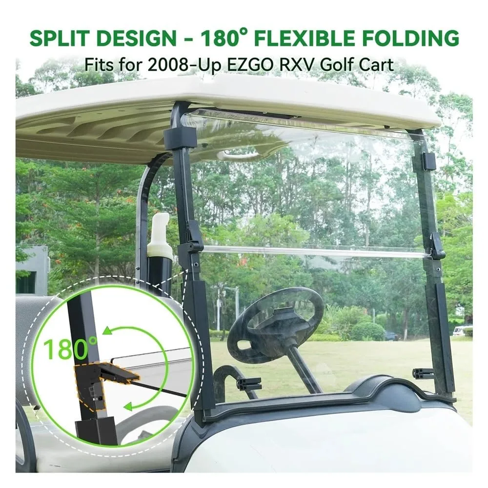 RYVODIDLT 4mm Folding Polycarbonate Windshield for E-Z-GO RXV (2008+) image 3