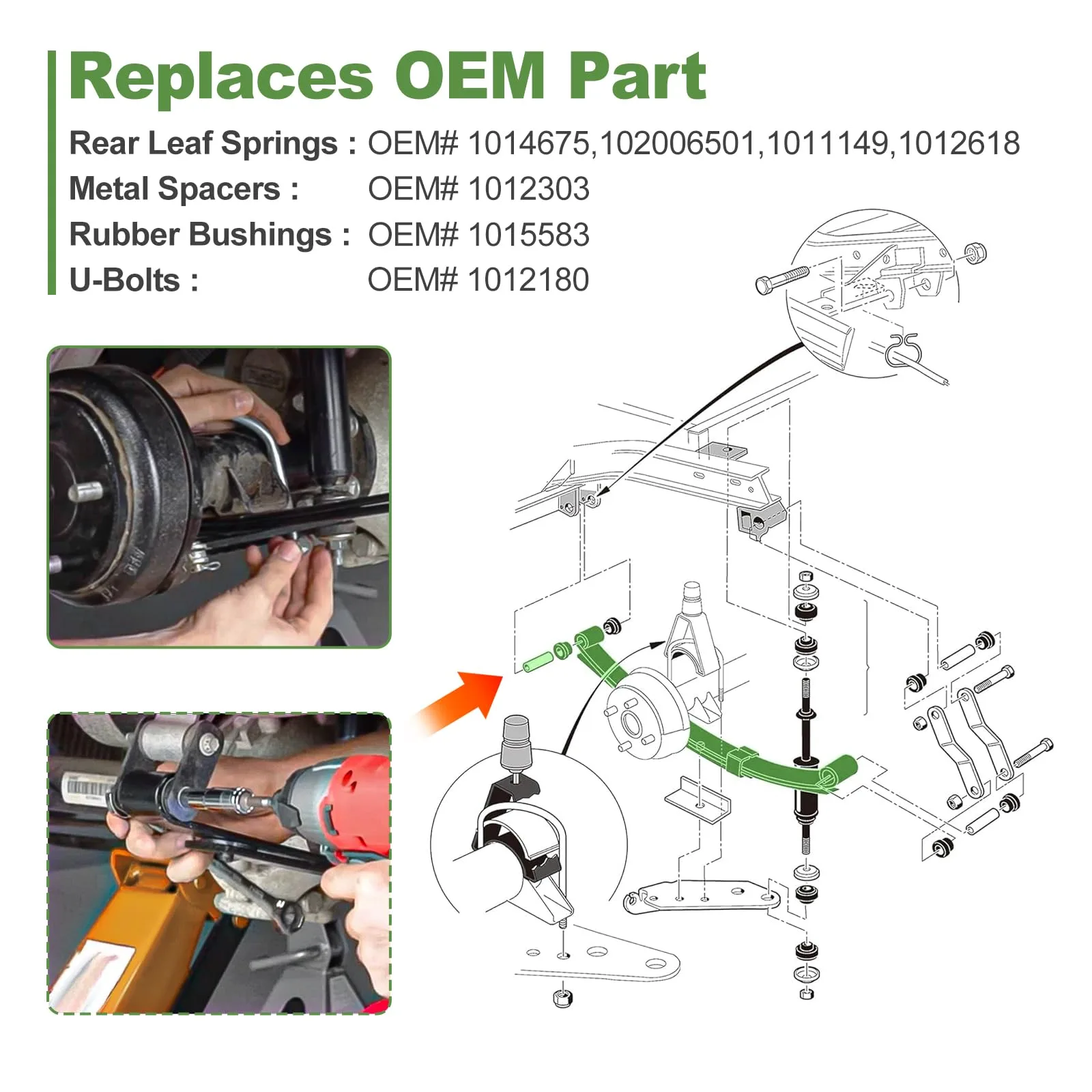 TechInovat Club Car DS Rear 4-Leaf Spring Kit image 3