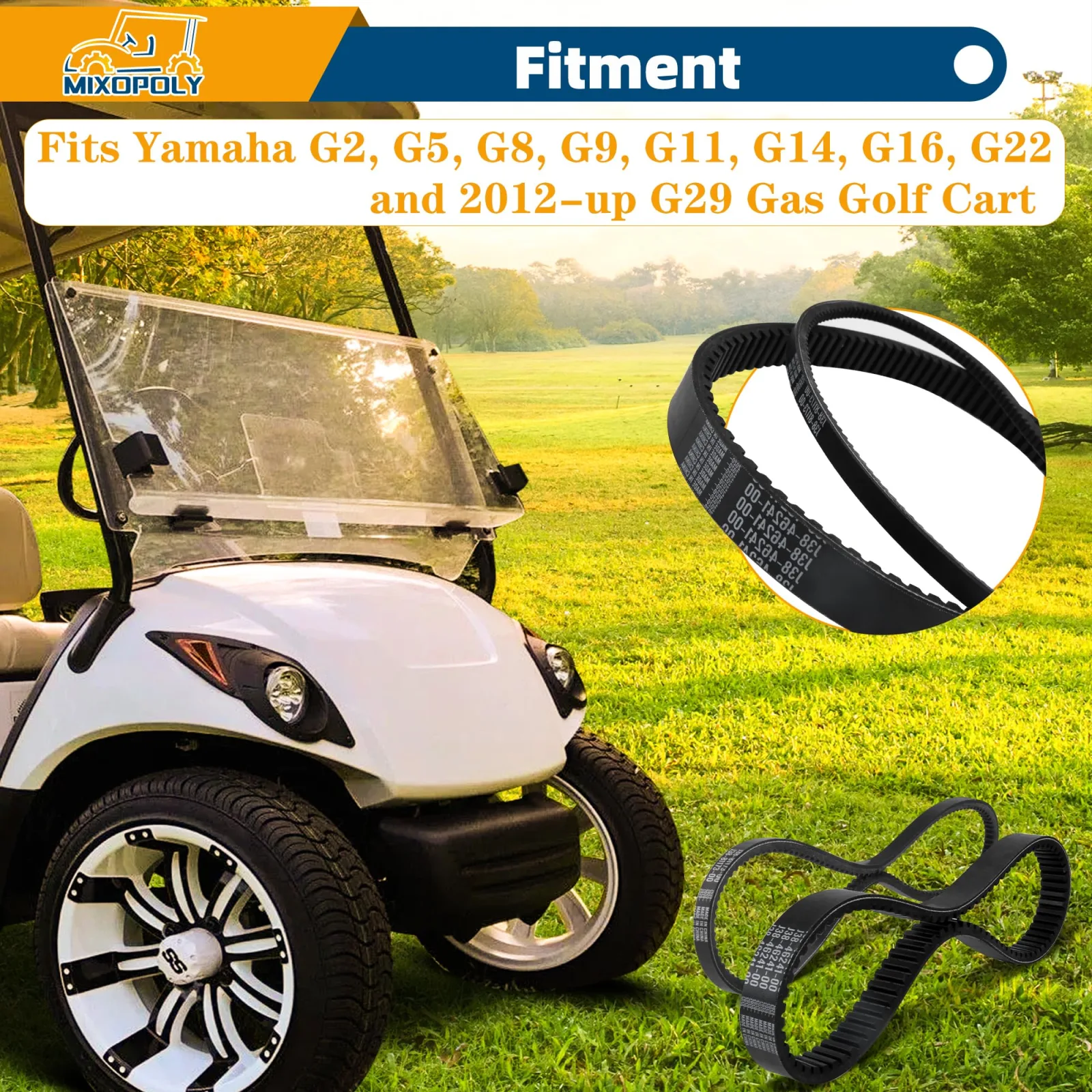 Mixopoly Yamaha Gas Golf Cart Belt Kit G2-G29 image 3
