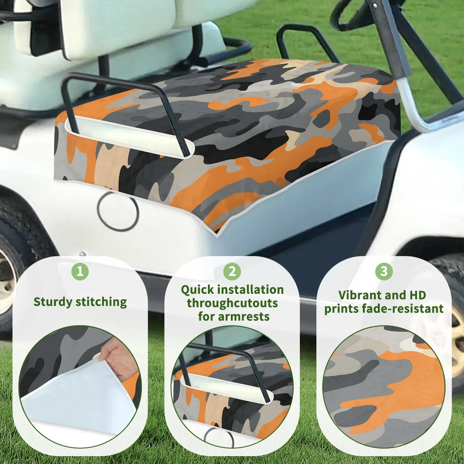Tiveruda Brown Camo Golf Cart Seat Cover, 51 x 31 in image 3