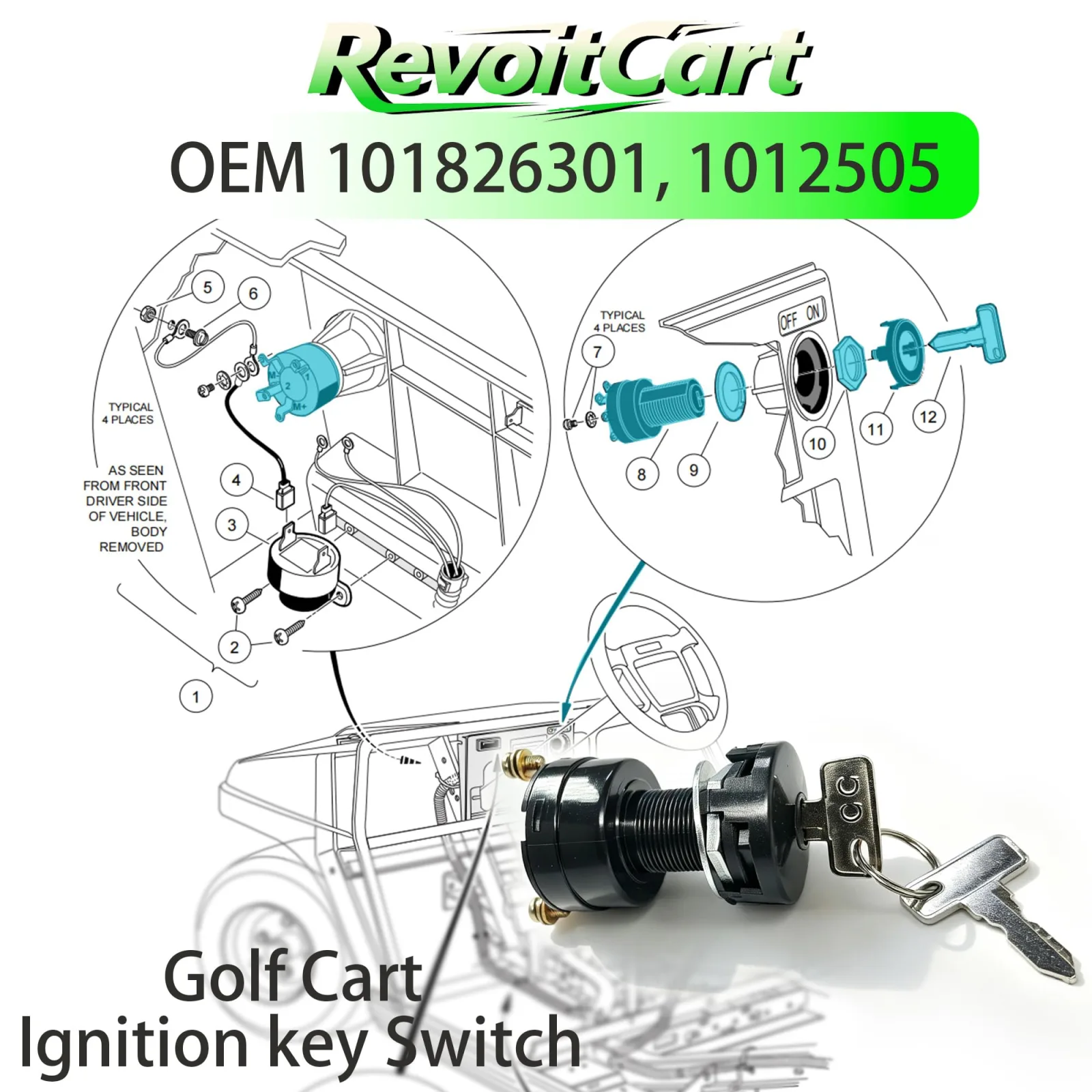 RevoitCart Ignition Switch for Club Car DS Gas Carts image 2