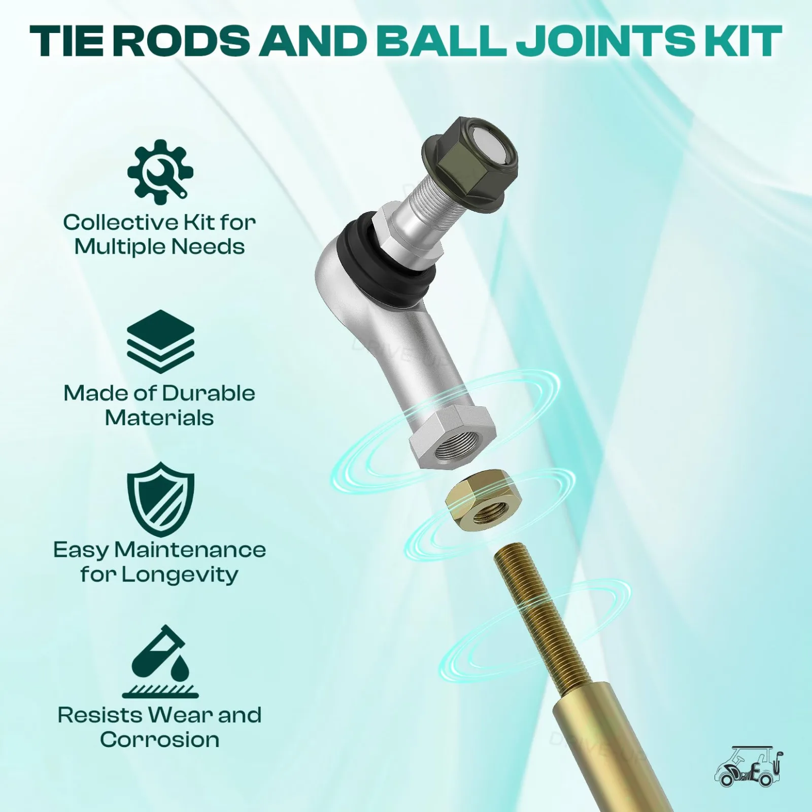 DRIVE UP Club Car Steering Tie Rod and Ball Joint Kit image 3