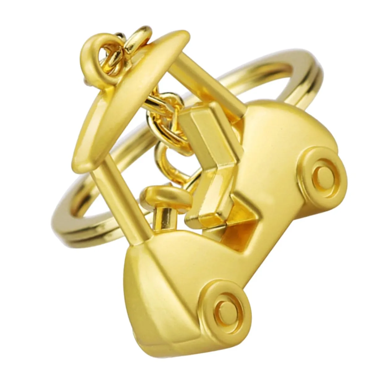 Ciieeo Golden Zinc Alloy Golf Cart Keychain