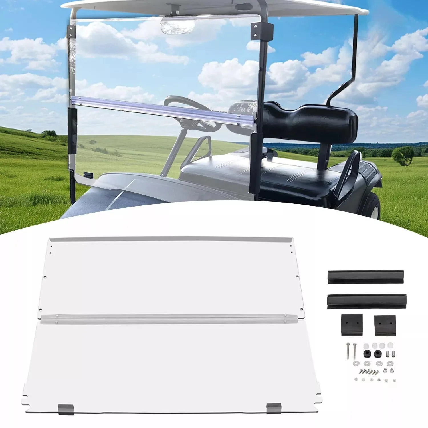 Mivolox Clear Folding Windshield for E-Z-GO TXT, 1994-2014 image 4