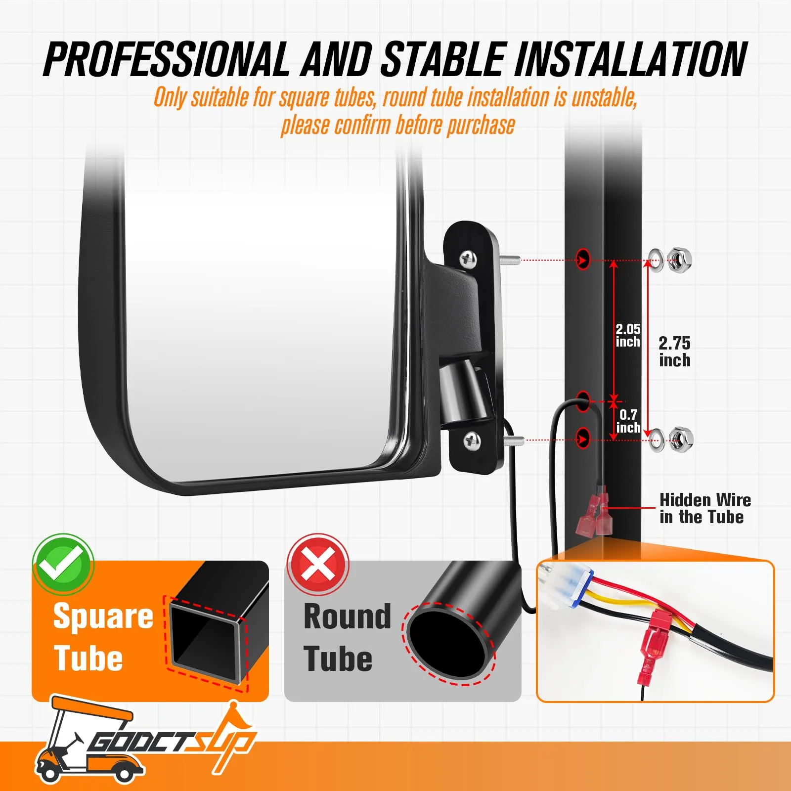 GODCTSUP Golf Cart Folding Side Mirrors with Turn Signals image 4