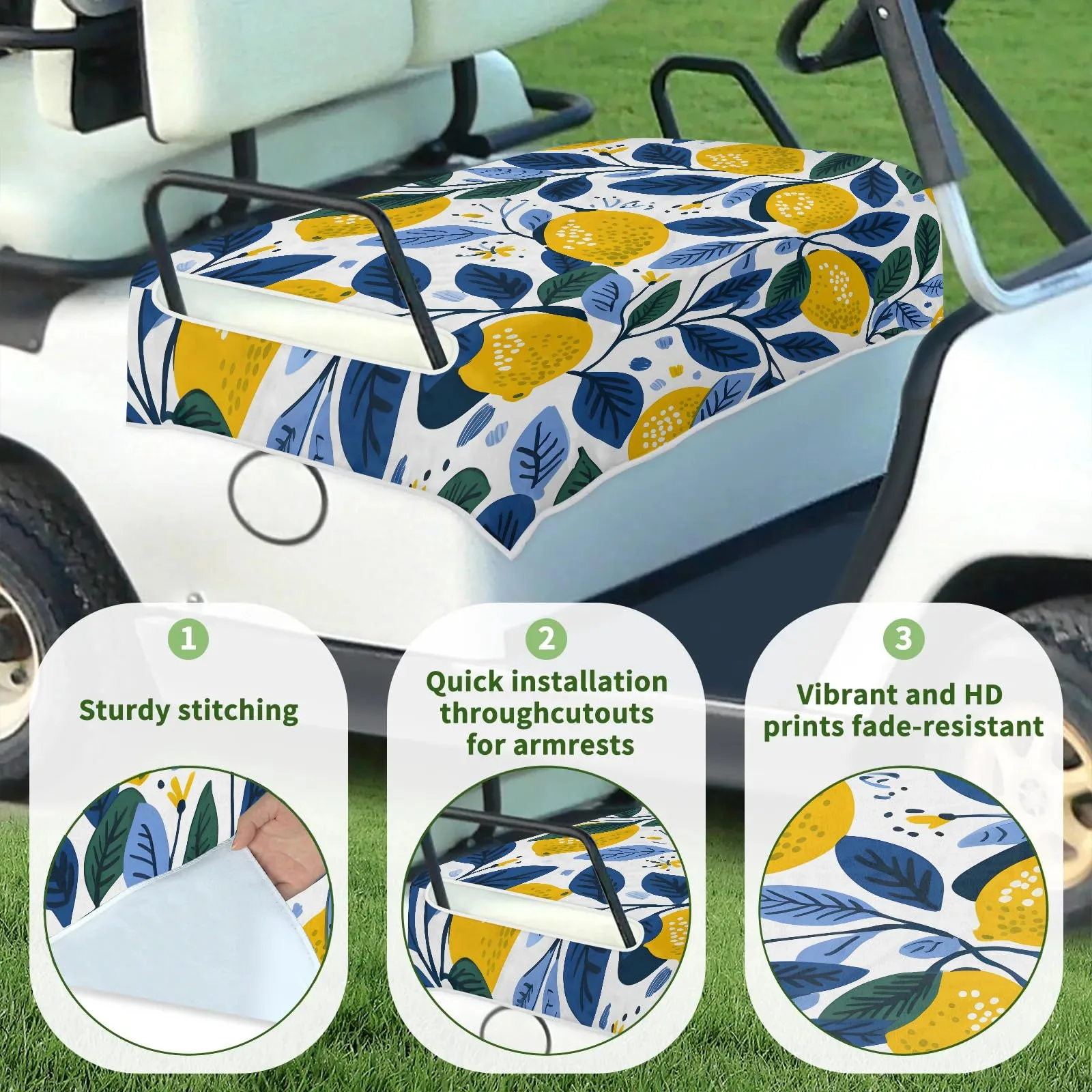 Tiveruda Yellow Fruit Golf Cart Seat Cover, 51 x 31 in image 3