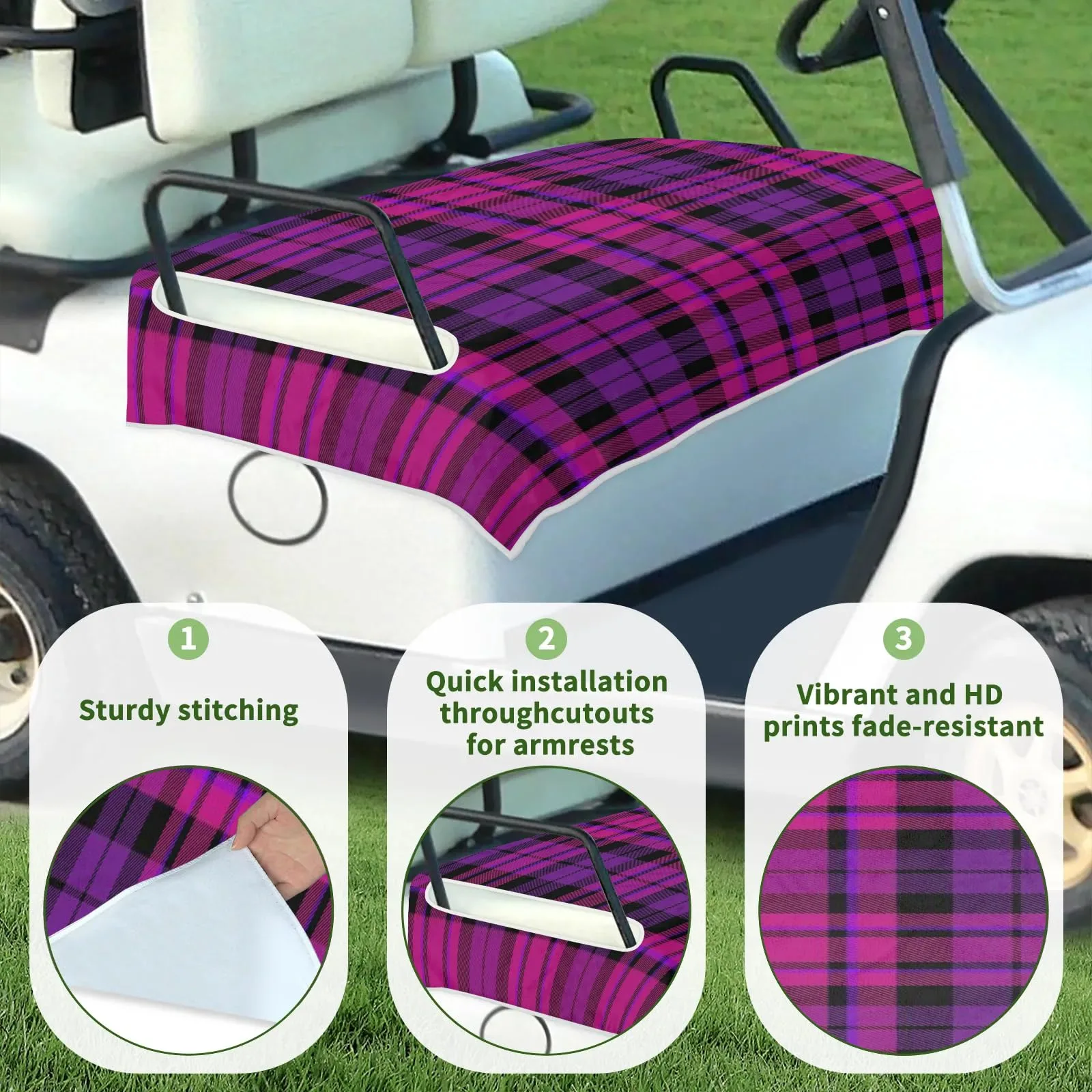 Tiveruda Purple Pink Golf Cart Seat Cover, 51 x 31 in image 3